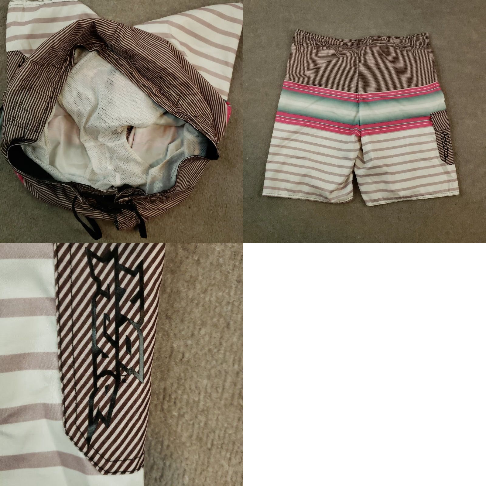No Fear No Fear Board Shorts Mens L Red Striped Drawstring Lined Beach Swim Bottom Size US 33 - 8 Thumbnail