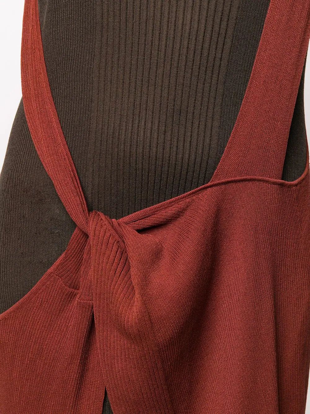 Bottega Veneta o1y0725 Midi Dress in Rust/Black Size XS / US 0-2 / IT 36-38 - 2 Thumbnail