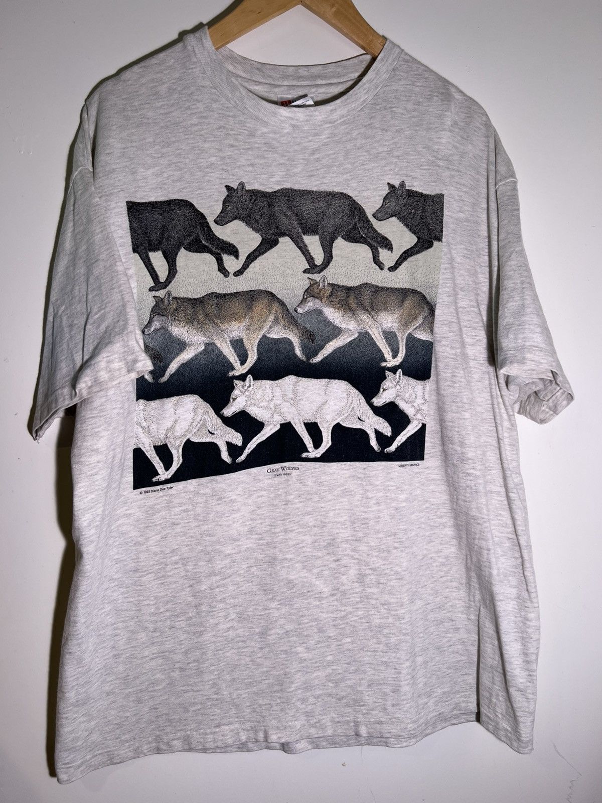 Vintage 90’s VTG Vintage Gray Wolves Diana Tyler Art Retro Tee Shirt Size US XL / EU 56 / 4 - 1 Thumbnail