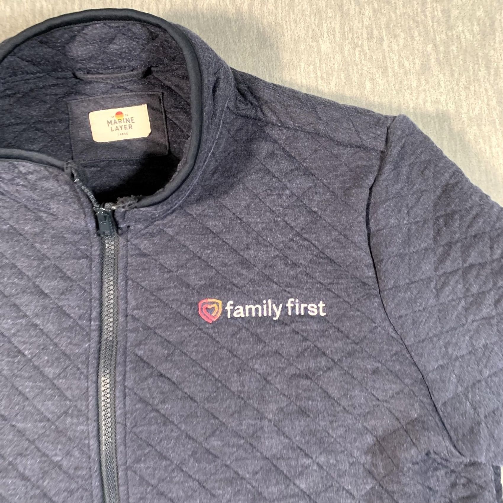 Marine Layer Marine Layer Jacket Mens Large Navy Quilted Full Zip Corbet Heather Pockets Size US L / EU 52-54 / 3 - 4 Thumbnail