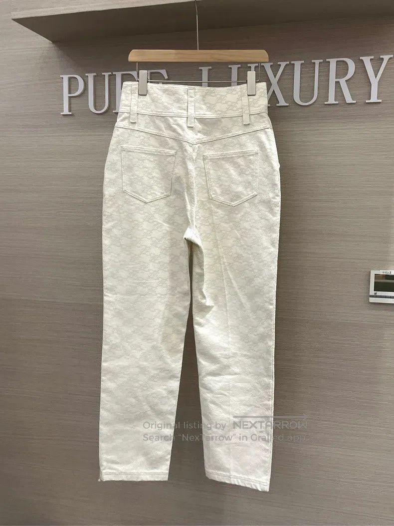 Fendi Fendi White light logo print old flower pants Size 27" / US 4 / IT 40 - 2 Thumbnail