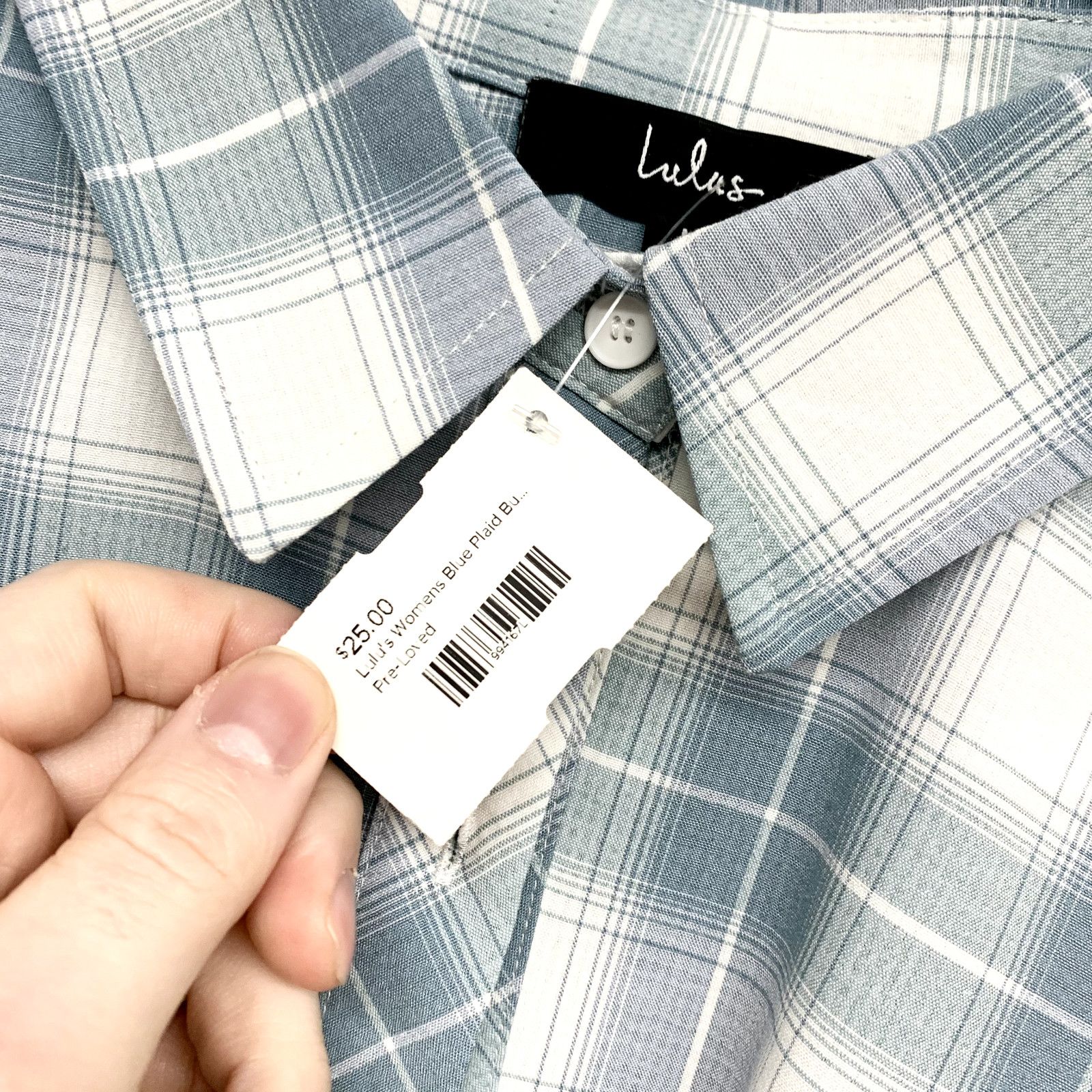 Other Lulus Shirt Medium Button Down Long Sleeve Plaid Polyester Size M / US 6-8 / IT 42-44 - 3 Thumbnail