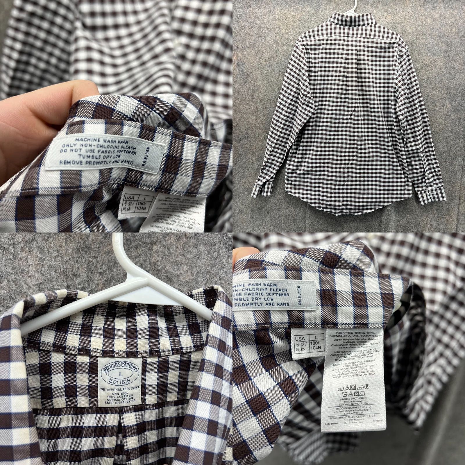 Brooks Brothers VINTAGE Brooks Brothers 1818 Shirt Mens Large Brown White Button-Down Gingham Preppy Size US L / EU 52-54 / 3 - 8 Thumbnail