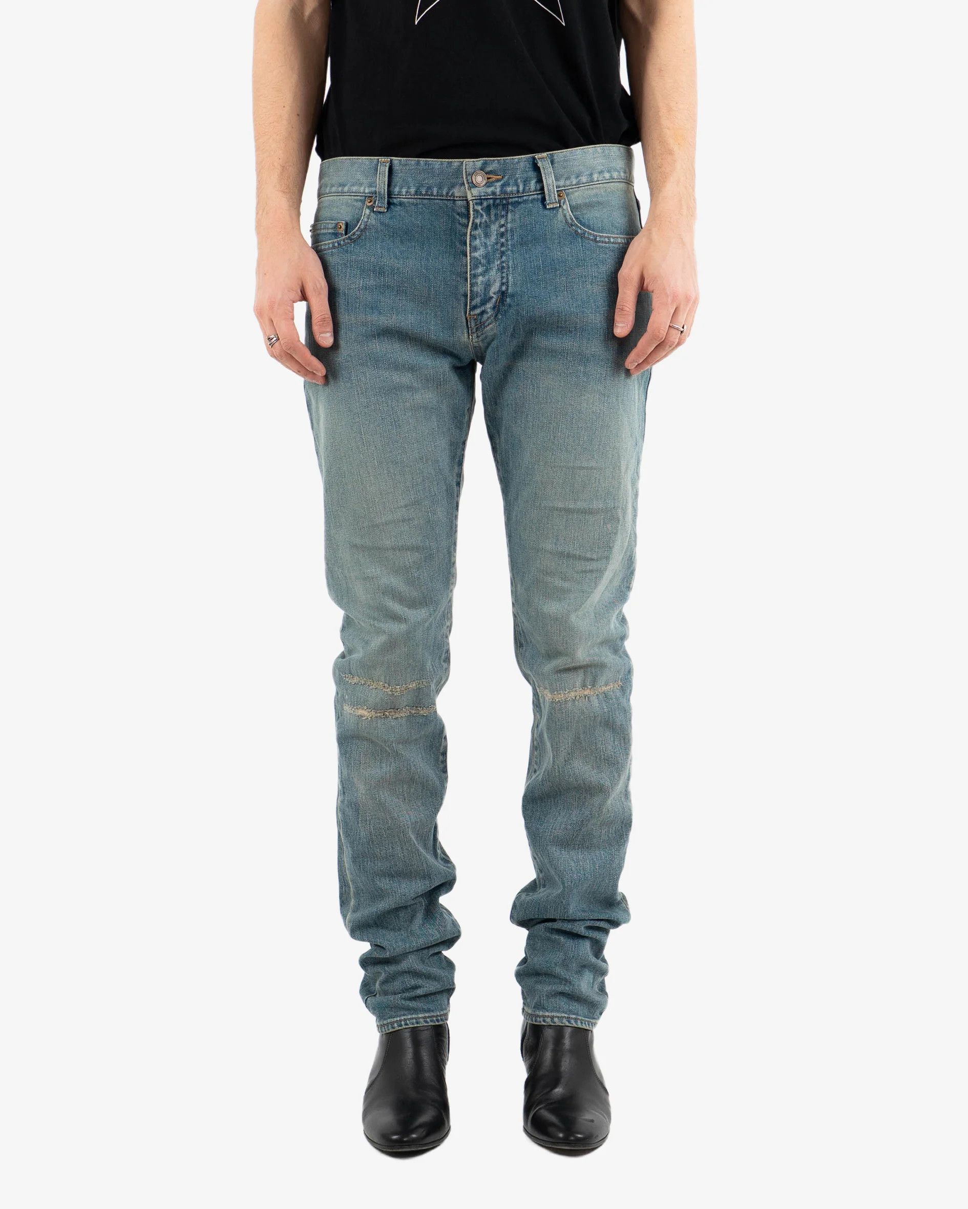 Saint Laurent Paris D02 Washed Knee Rip Denim (2016) Size US 32 / EU 48 - 2 Thumbnail