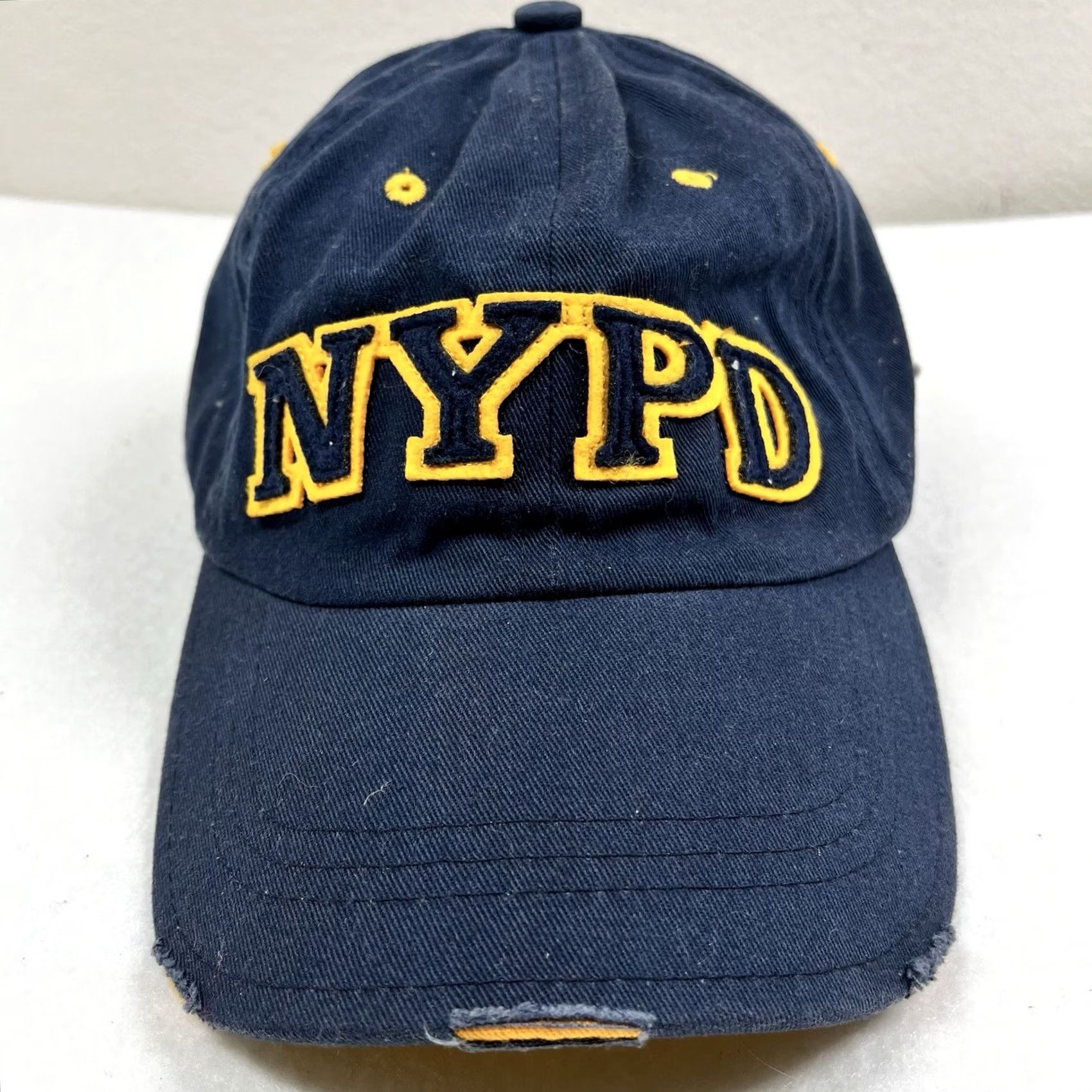Vintage NYPD Baseball Cap Hat Adjustable Adult Distressed Blue Cotton Unisex Adults Size ONE SIZE - 2 Thumbnail