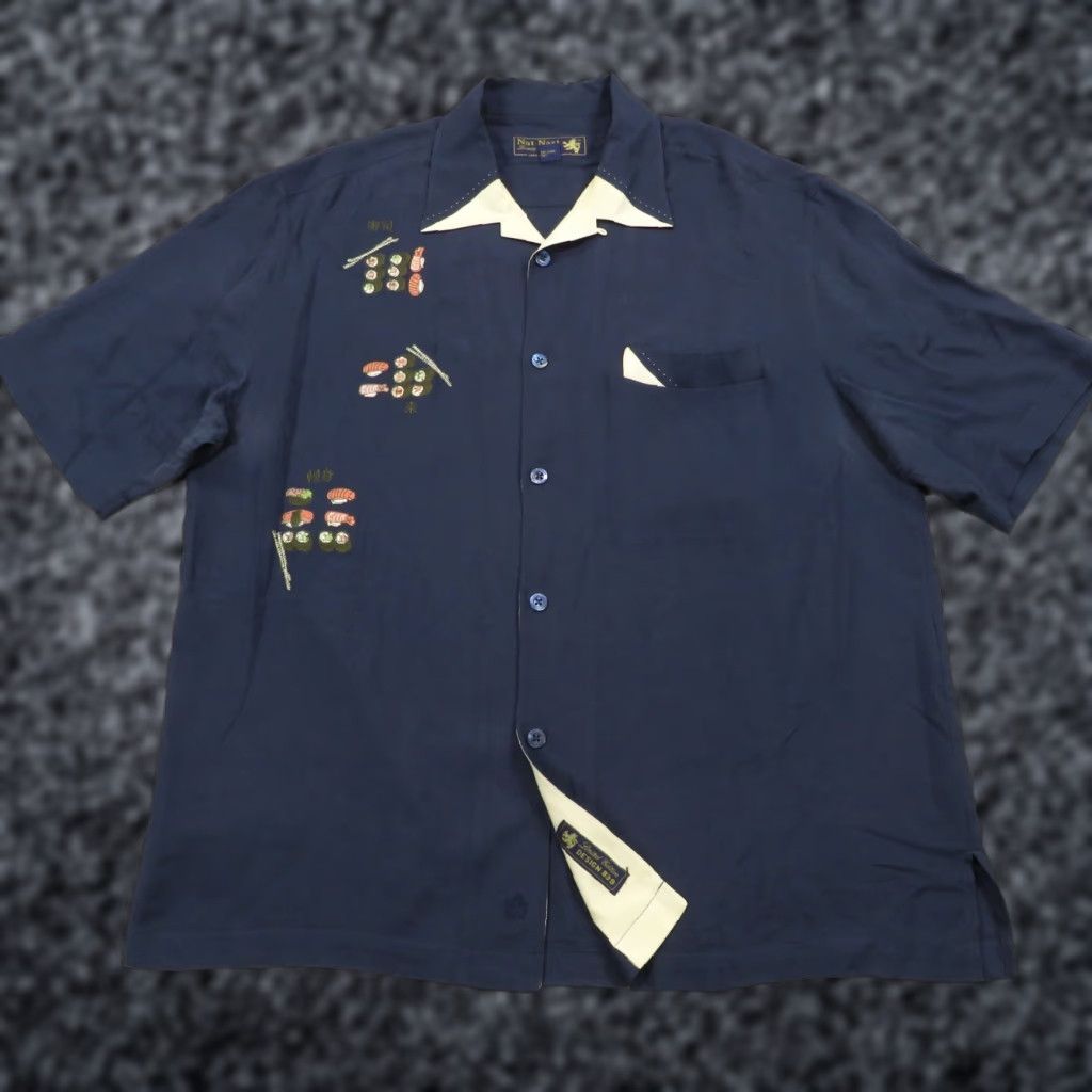 Nat Nast VINTAGE Nat Nast Silk Shirt Large Mens Limited Edition Sushi Embroidered Camp Bowling Size US L / EU 52-54 / 3 - 1 Thumbnail