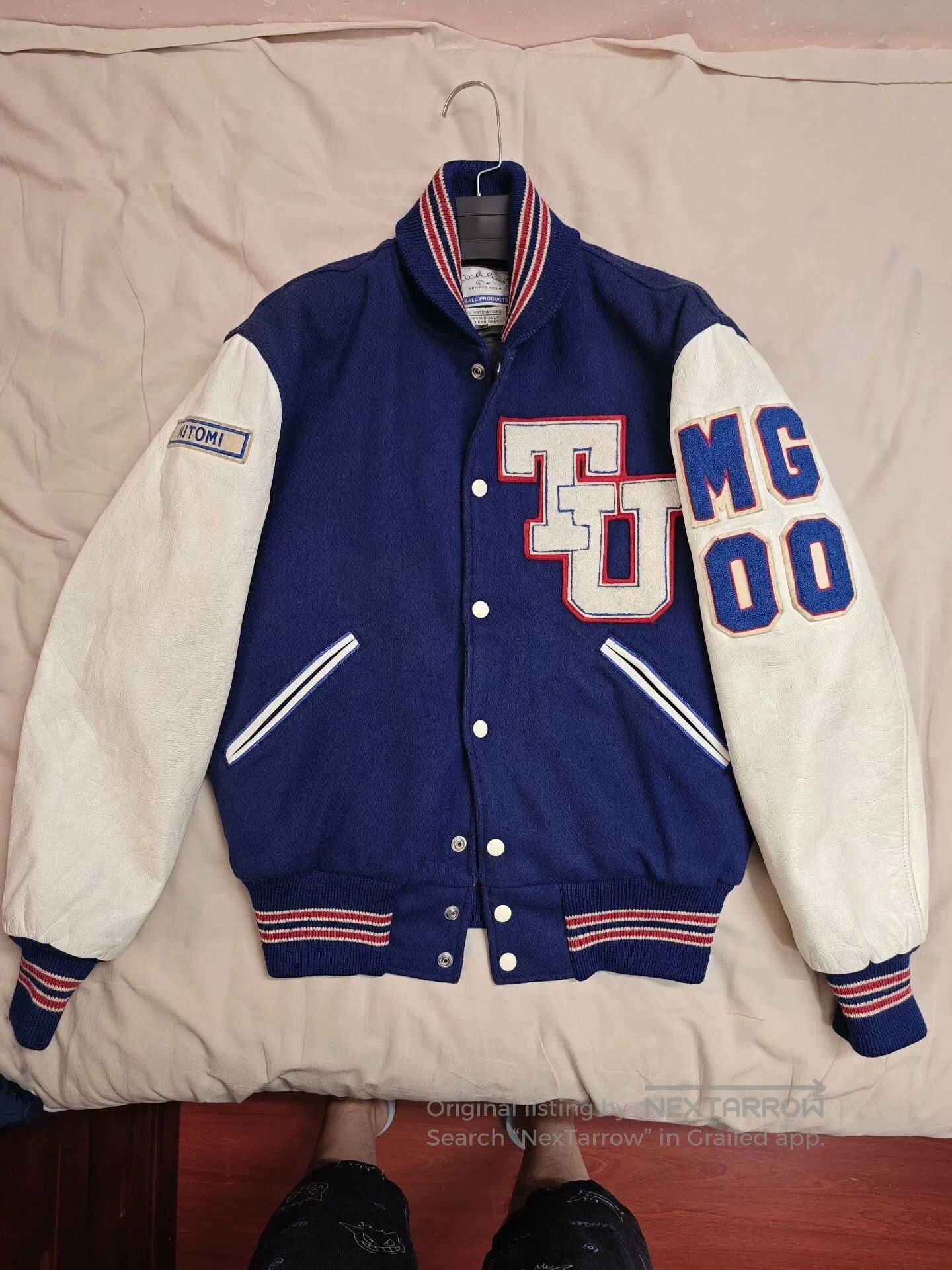 MLB Vintage Wool and Leather Baseball Jacket. Size US L / EU 52-54 / 3 - 7 Thumbnail