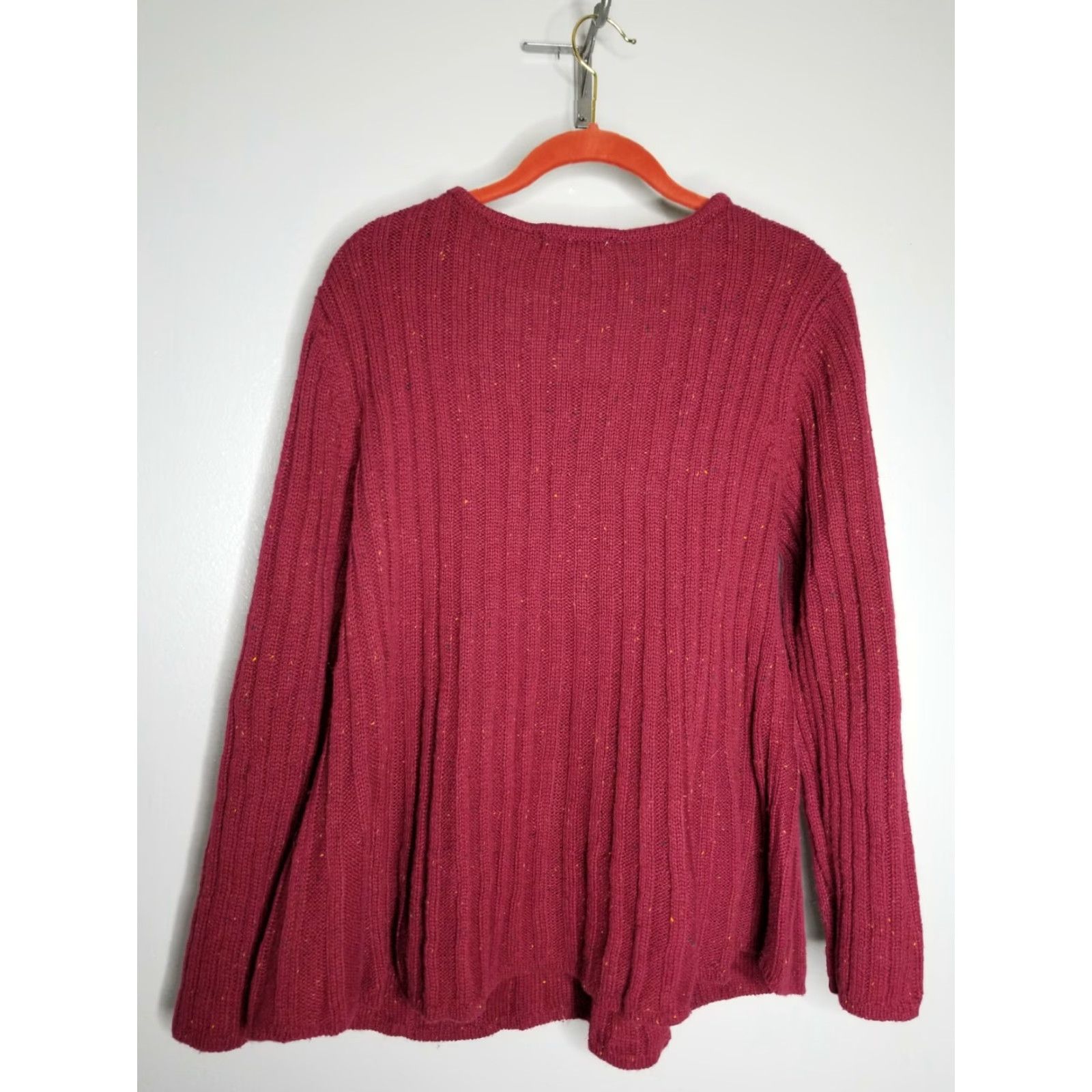 Vintage Kim Rogers Womens Maroon Cable Knit Long Sleeve Flowy Pullover Sweater L Size L / US 10 / IT 46 - 2 Thumbnail