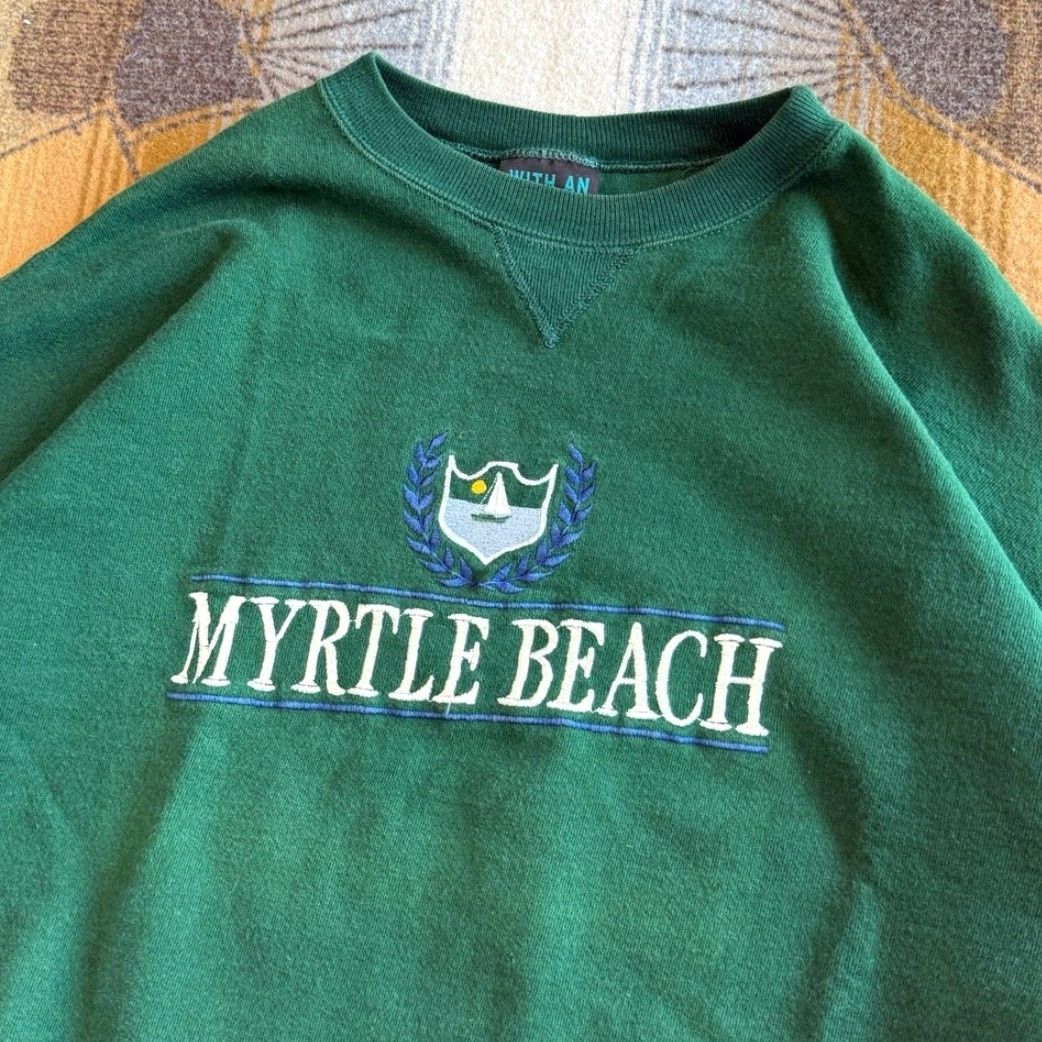 Vintage VINTAGE 90s Myrtle Beach South Carolina Sailboat Embroidered Sweatshirt Size XL Men Green Crew Neck Pullover Sweatshirt 90s Beach USA Size US XL / EU 56 / 4 - 2 Thumbnail