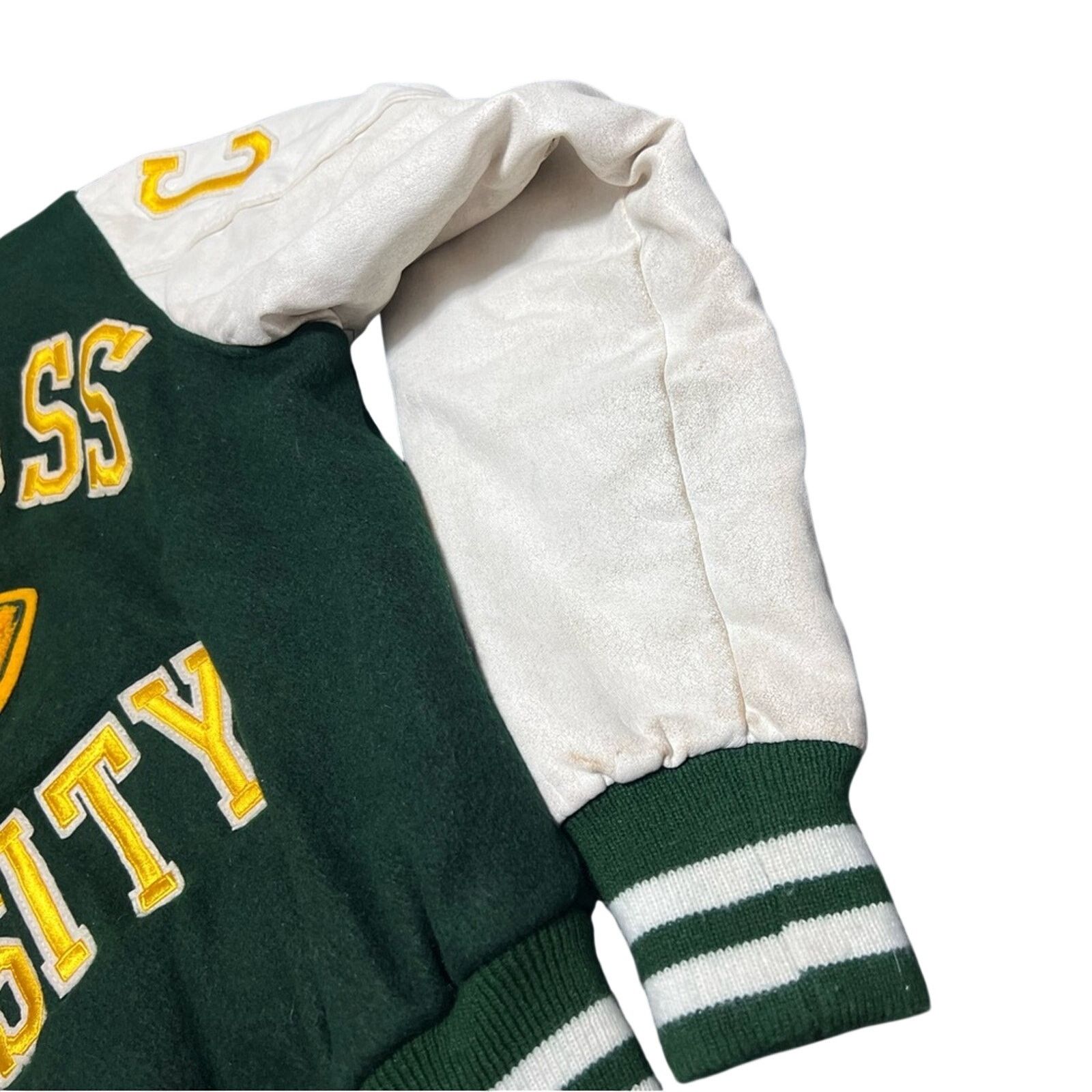 Other 90’s Union Made Holy Cross Football Jacket Leather Wool Size US XL / EU 56 / 4 - 9 Thumbnail