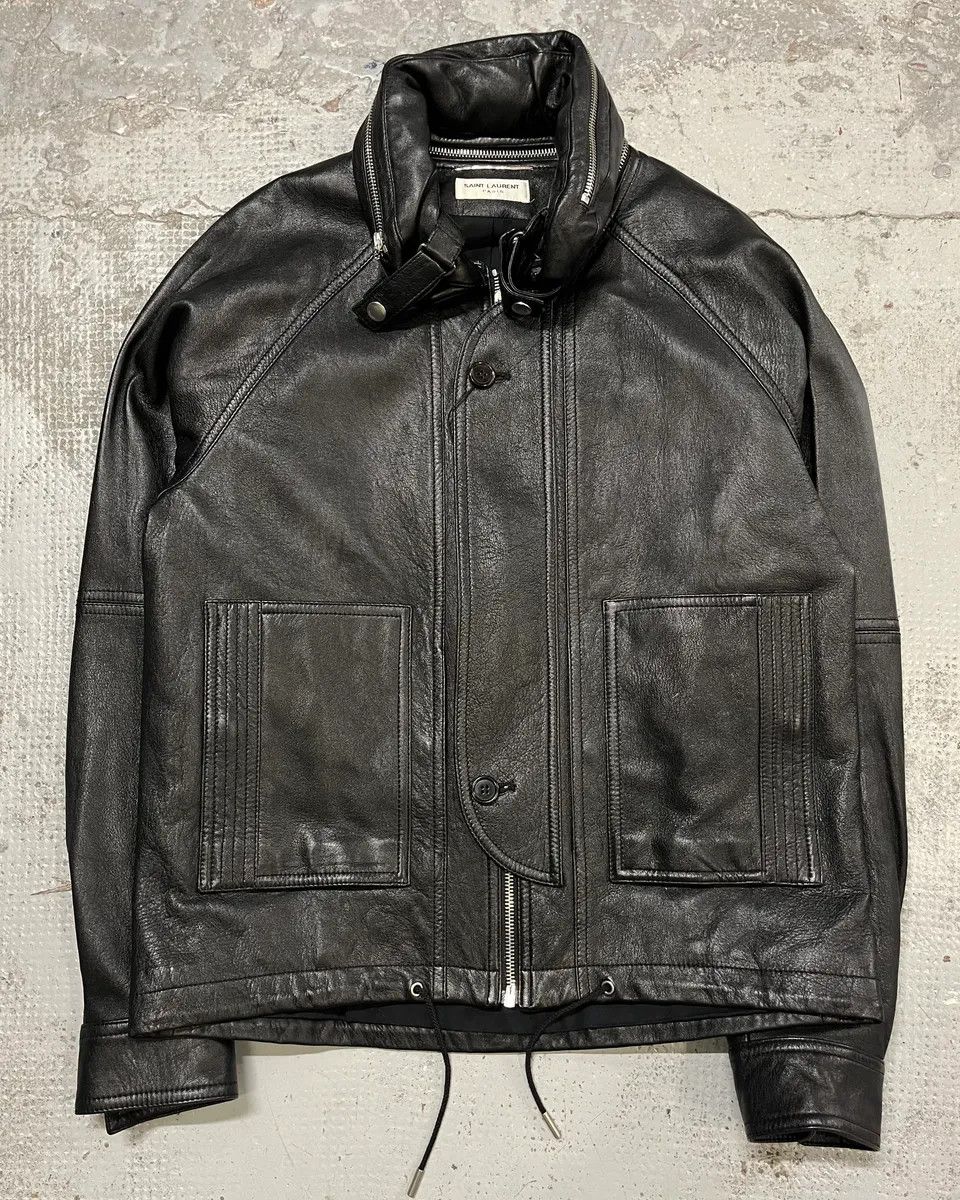 Saint Laurent Paris AW2017 Saint Laurent Black Leather Hooded Detachable Collar Jacket Size US S / EU 44-46 / 1 - 1 Thumbnail