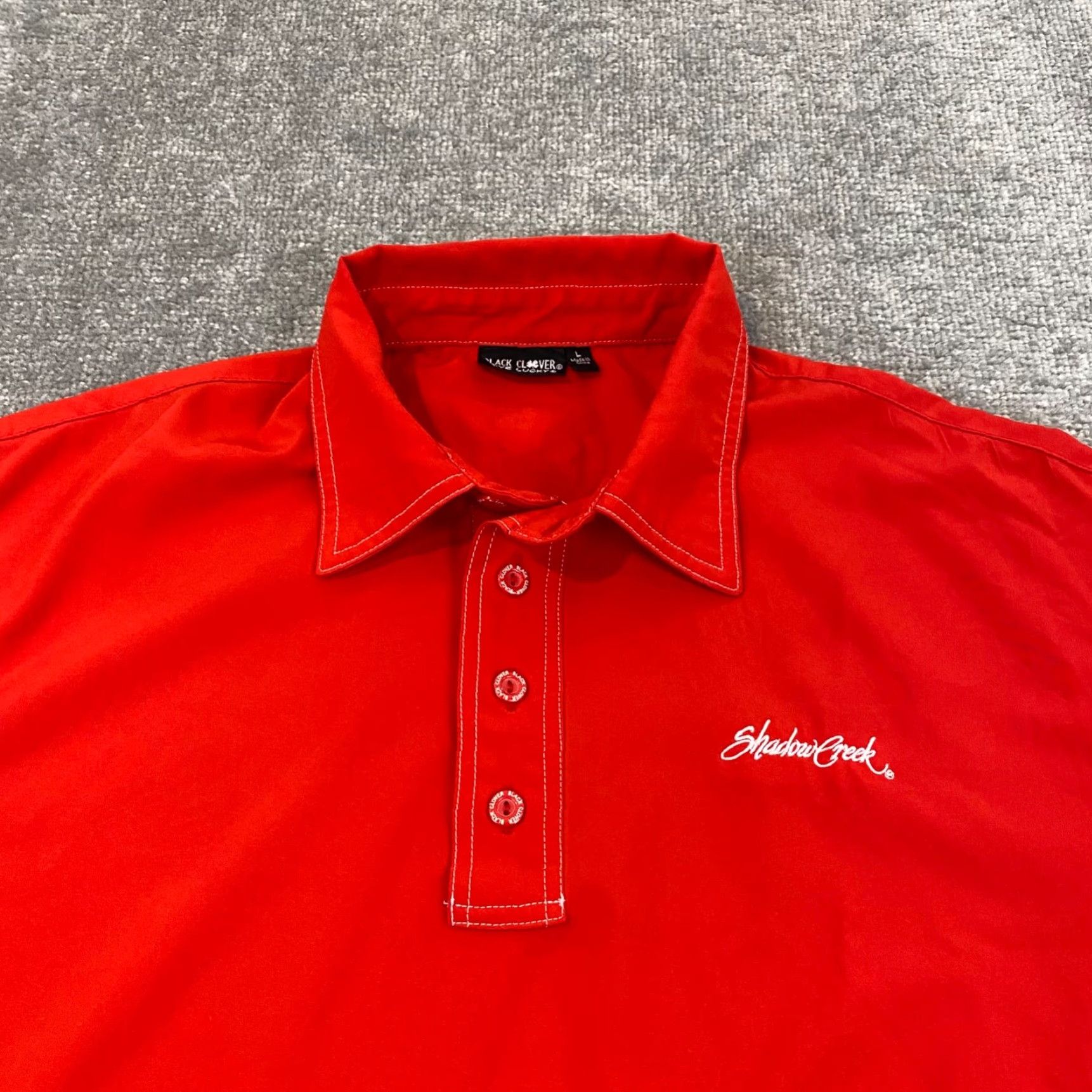 Vintage Shadow Creek Golf Course Polo Mens Large Red Black Clover Live Lucky Golf Shirt Size US L / EU 52-54 / 3 - 2 Thumbnail