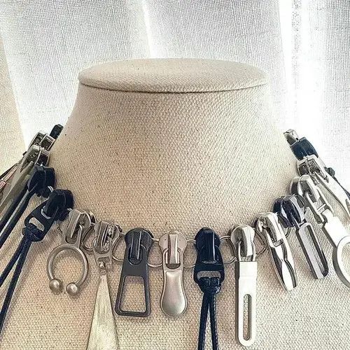 Designer Cyber Punk Zipper Necklace Chain Size ONE SIZE - 2 Thumbnail