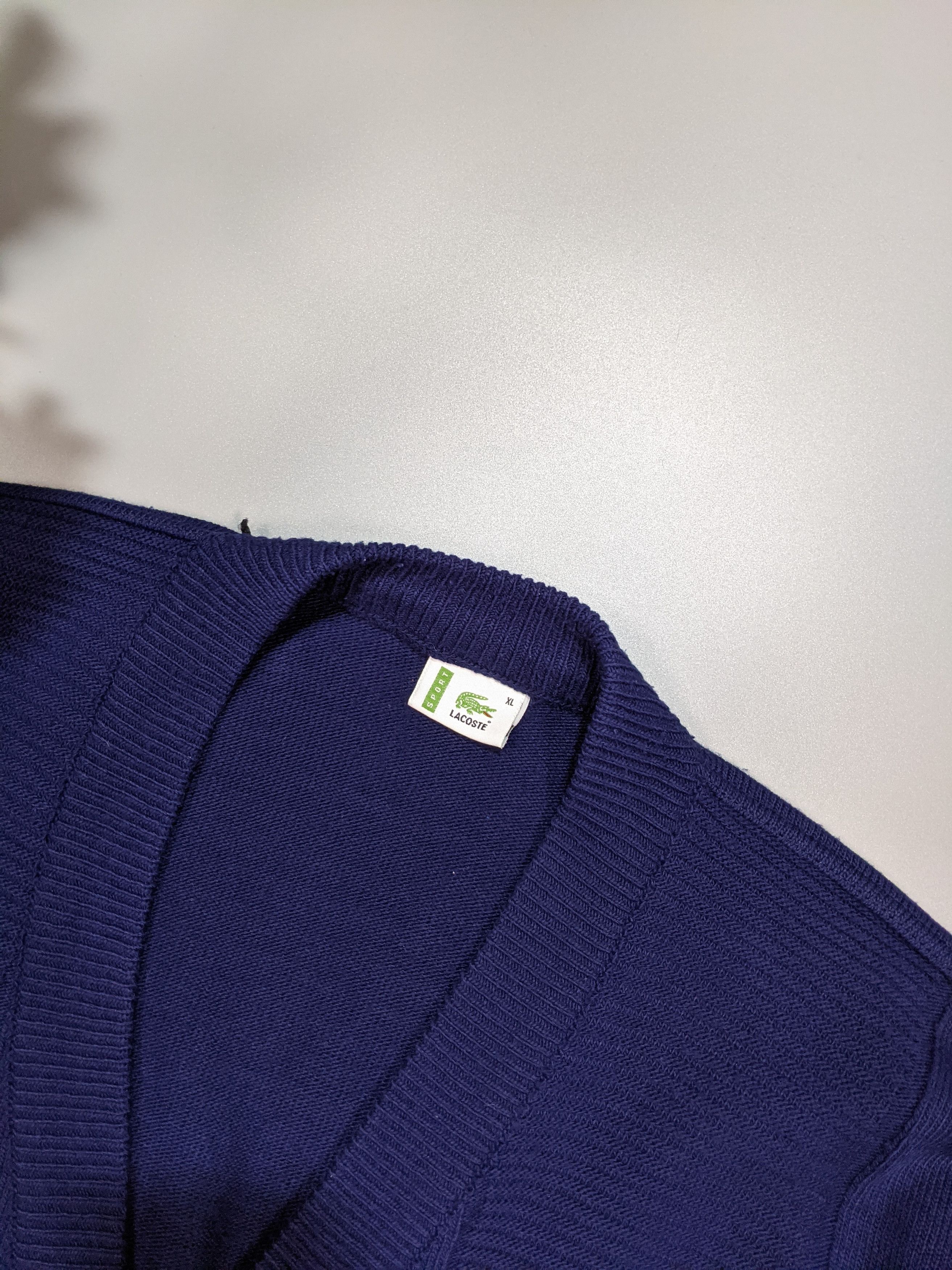 Lacoste × Vintage LACOSTE Men's Vintage 90' Navy Blue Cardigan Sweater Size US XL / EU 56 / 4 - 5 Thumbnail