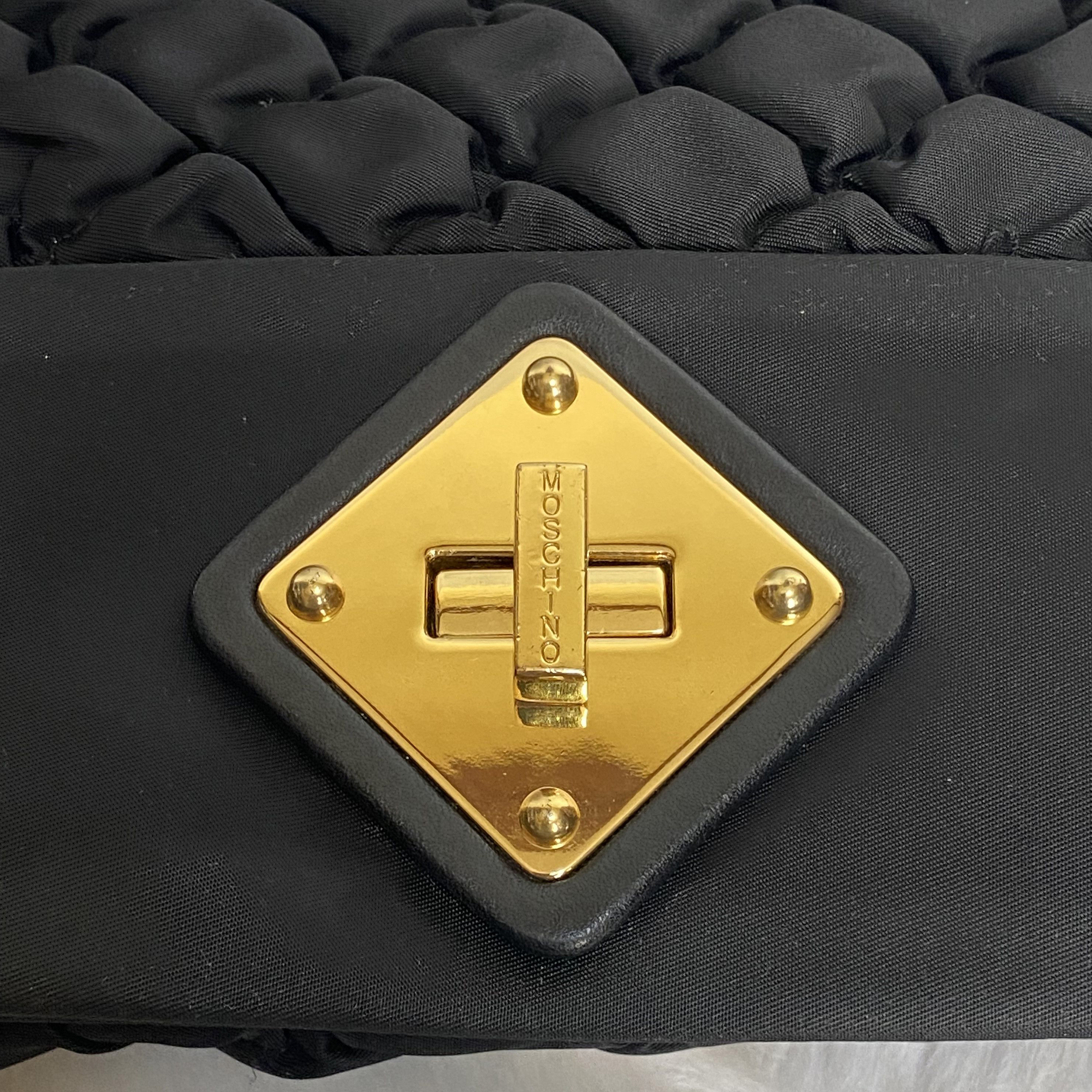 Moschino Black Gold Quilted Nylon Clutch Bag Size ONE SIZE - 8 Thumbnail