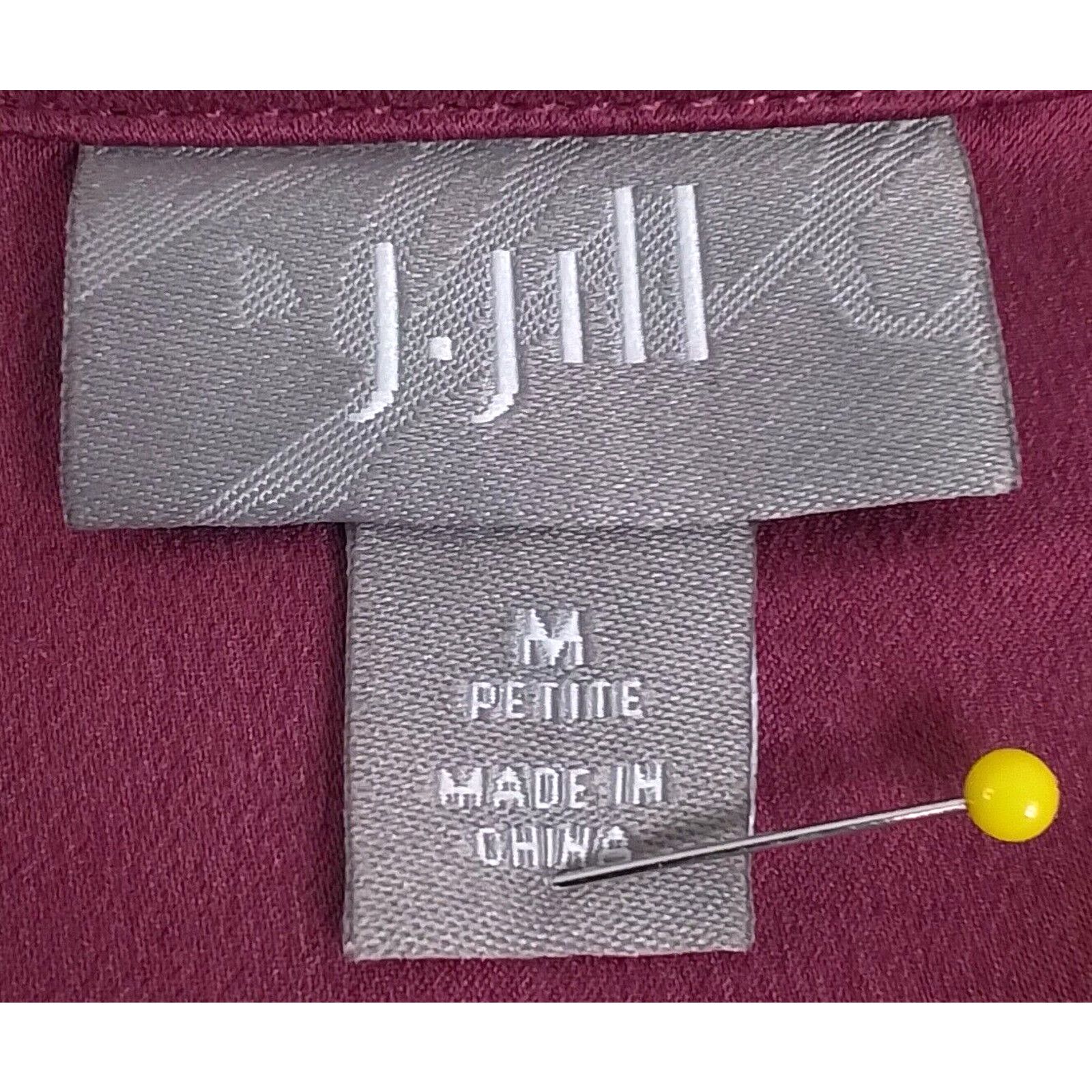 J. Jill J Jill Silk Dress Women's Medium Petite Long Sleeve Burgundy Size M / US 6-8 / IT 42-44 - 5 Thumbnail