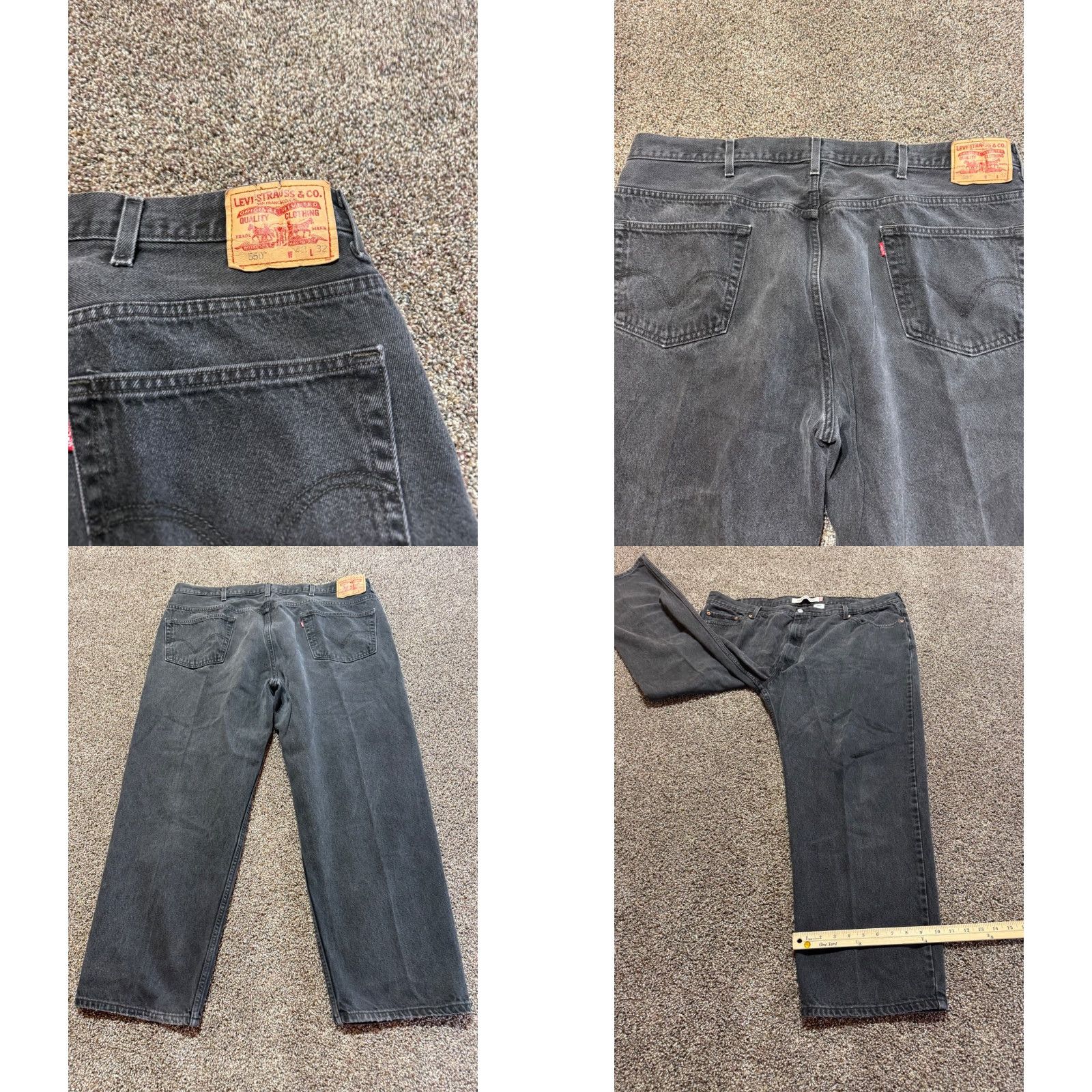 Levi's VINTAGE Levi's 550 Jeans Men 48 Charcoal Black Denim Straight Relaxed 48X32 Jeans Mens 90s Style Levi's 500 Series Size US 32 / EU 48 - 9 Thumbnail