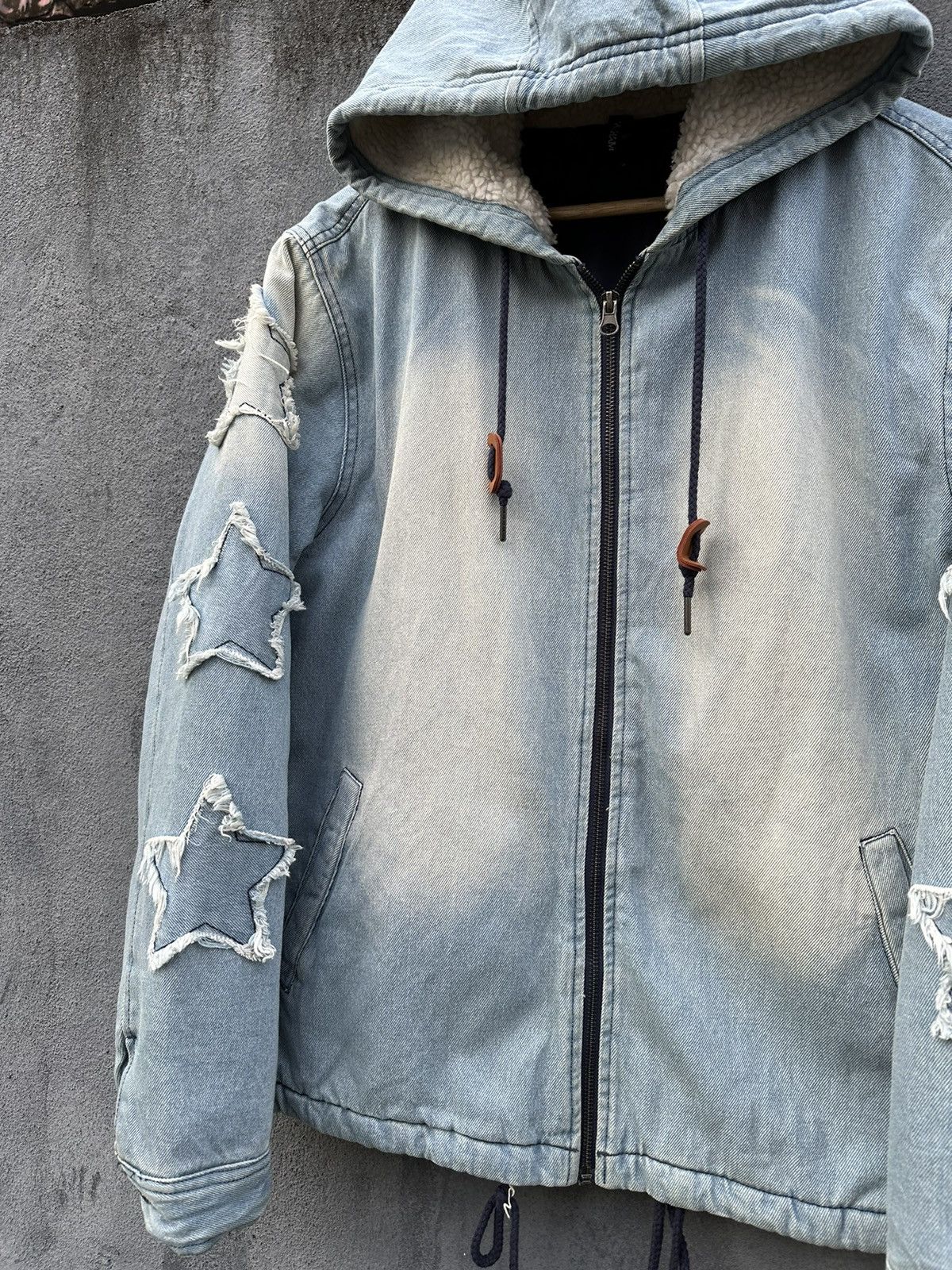 Vintage 👹Halham Fleece Hood Denim Bomber Jacket Size US L / EU 52-54 / 3 - 9 Thumbnail