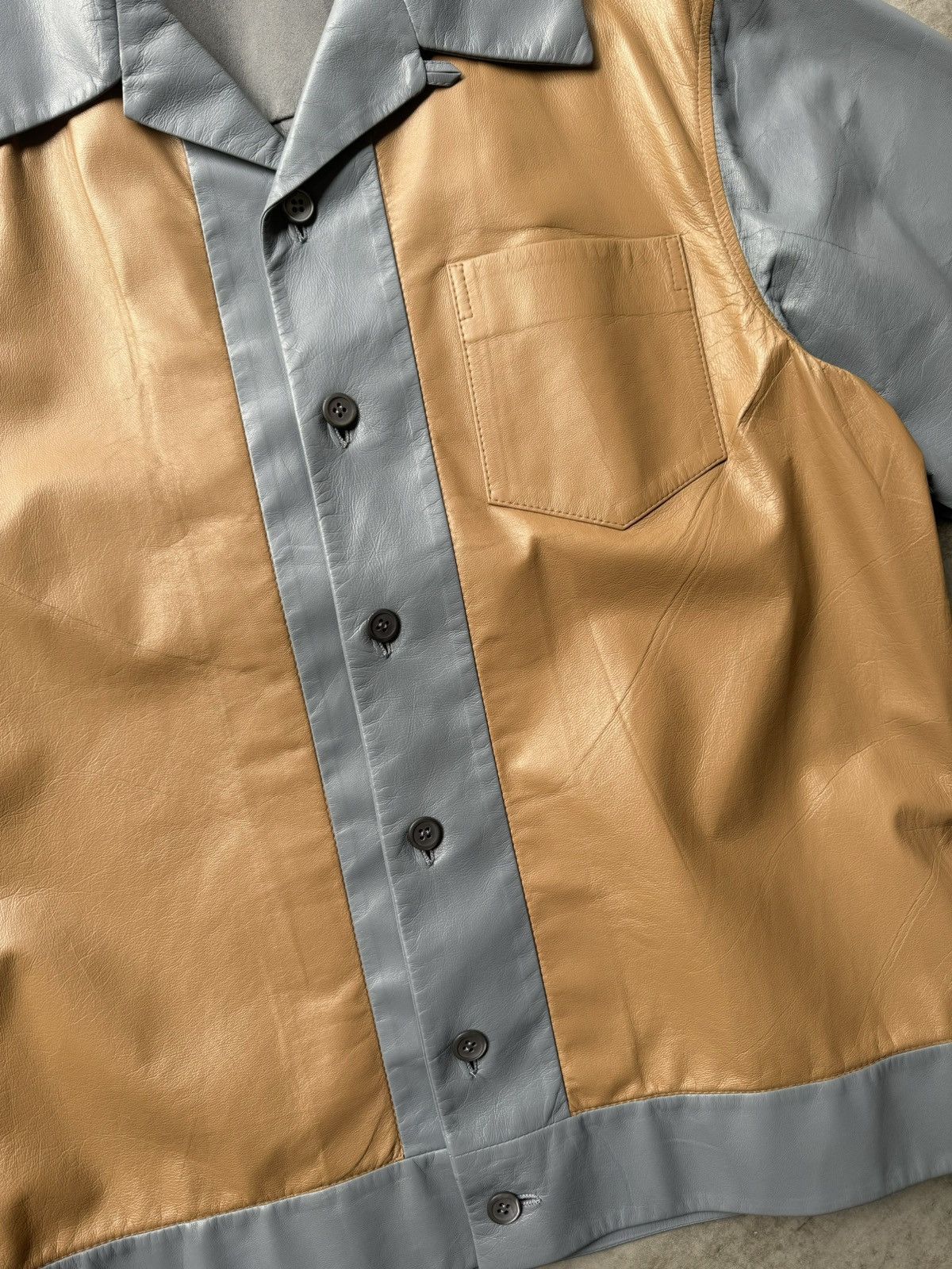 Prada Prada SS18 Two Tone Leather Shirt Size US M / EU 48-50 / 2 - 3 Thumbnail