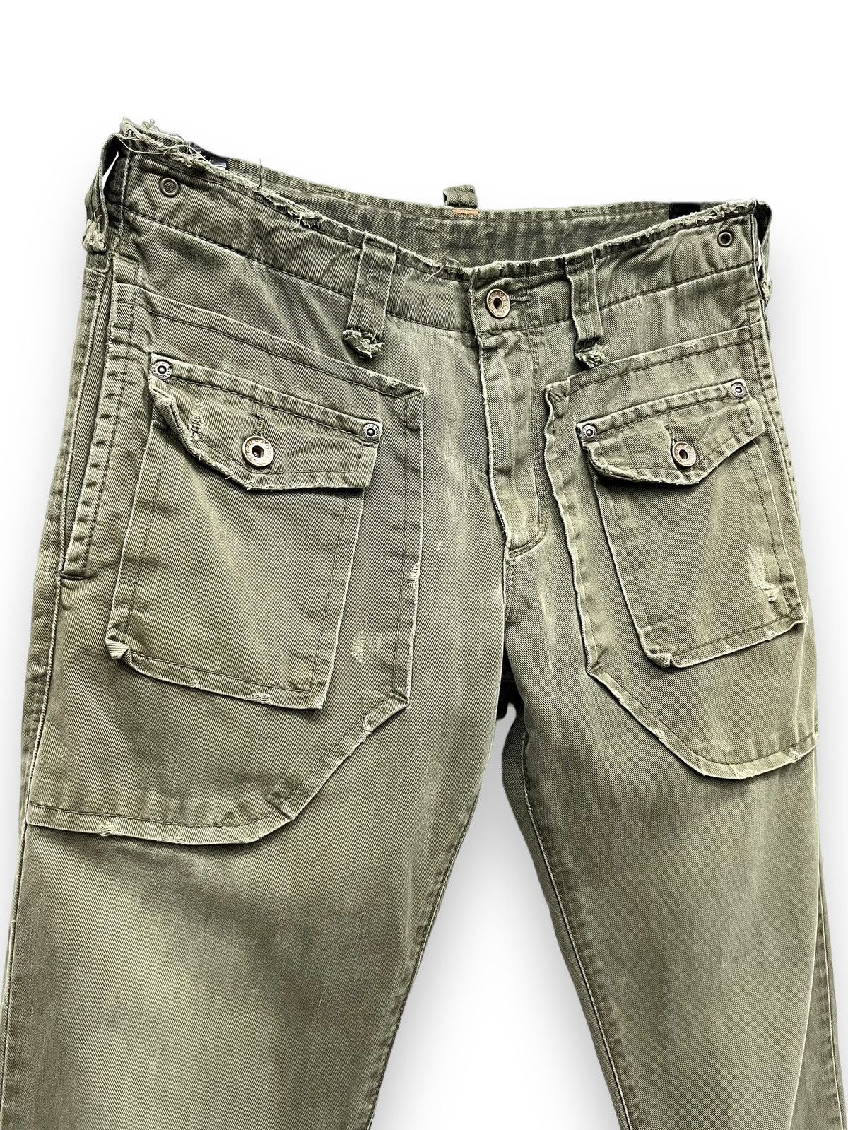 Edwin Vtg EDWIN 505 KHAKI Bush Pants Natural Distressed Flare💥 Size US 30 / EU 46 - 10 Thumbnail
