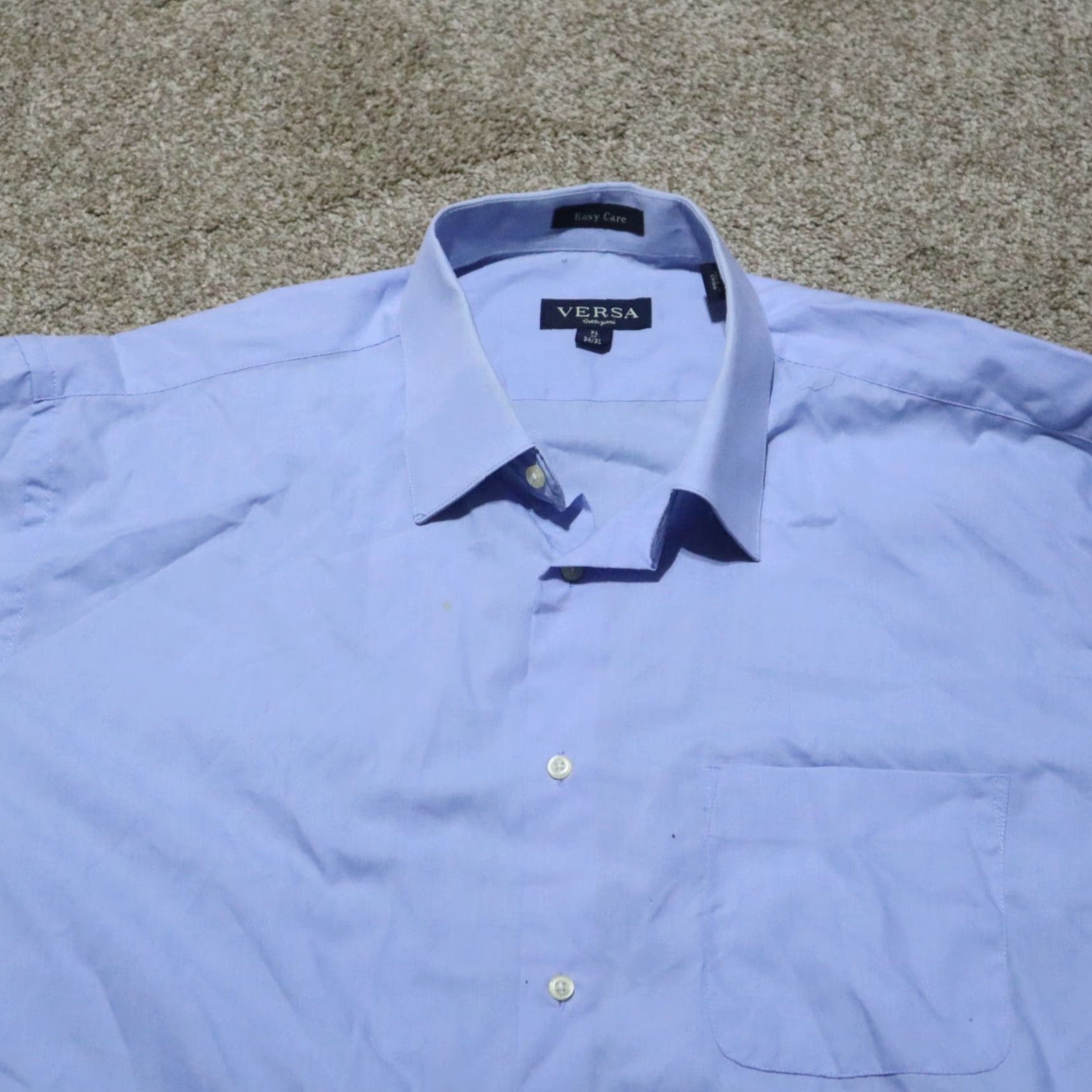 Versace Versa Dress Shirt Blue Long Sleeve Button Up Easy Care Men's XL 17 34/35 Shirt Dress Shirt Blue XL Mens Easy Care 17 34/35 Size 34R - 2 Thumbnail