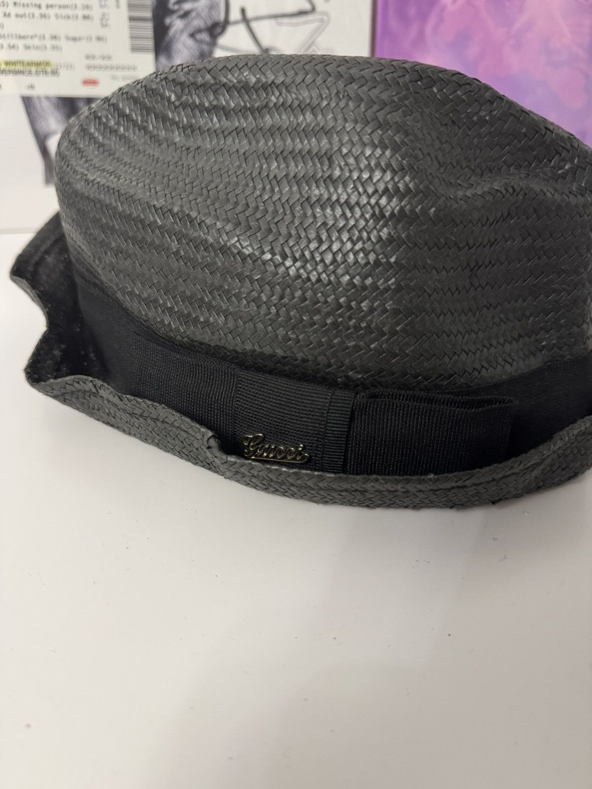 Gucci Gucci Black Woven Straw Hat Archive Luxury Avant Garde style Size ONE SIZE - 2 Thumbnail