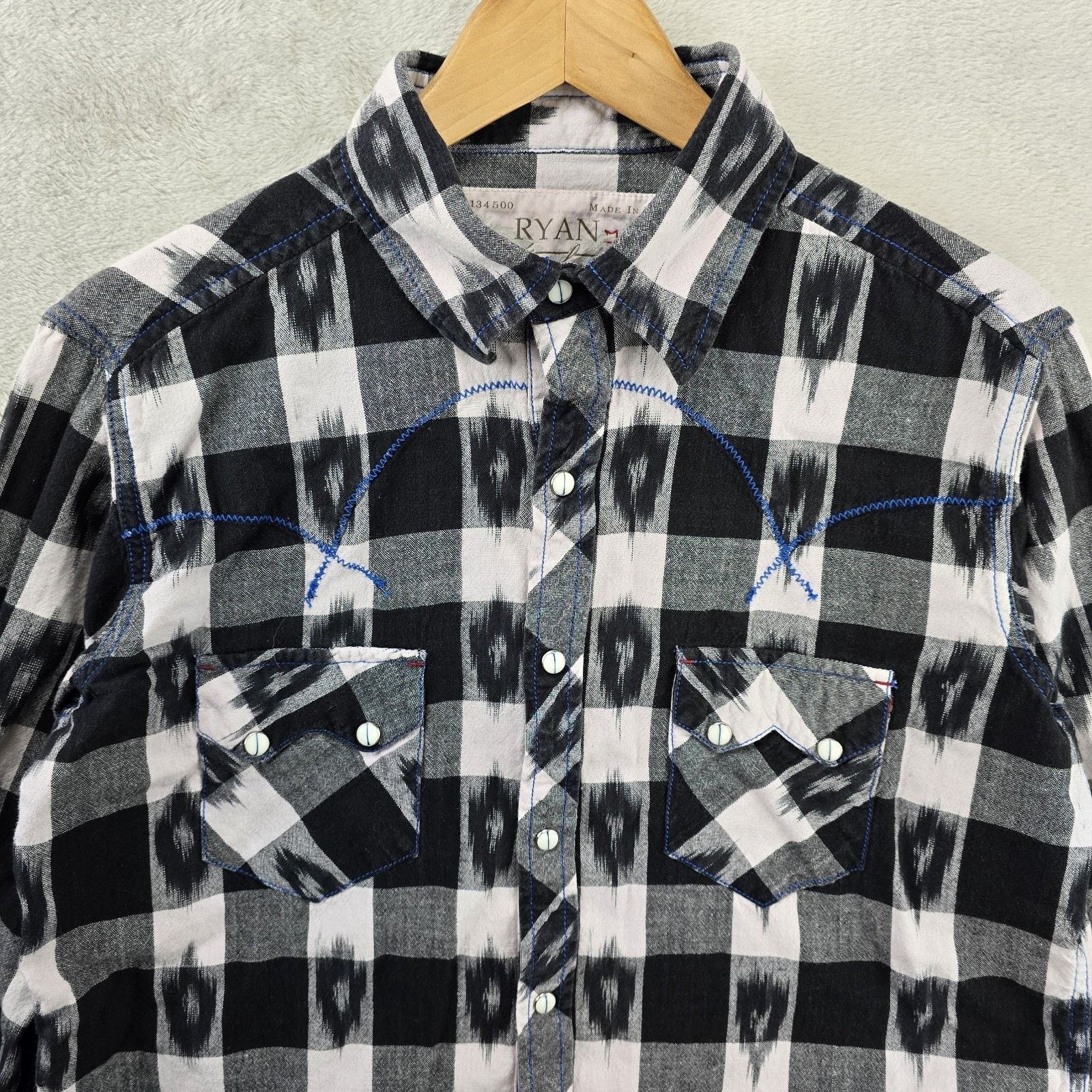 Other Ryan Michael Pearl Snap Shirt Mens Medium Plaid Western Size US M / EU 48-50 / 2 - 3 Thumbnail