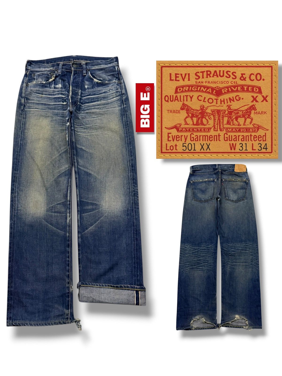 Levi's Vintage Clothing Vintage 00s Levi’s 501XX (LVC) Japan Big E Vintage Repro W31 Size US 31 - 1 Thumbnail