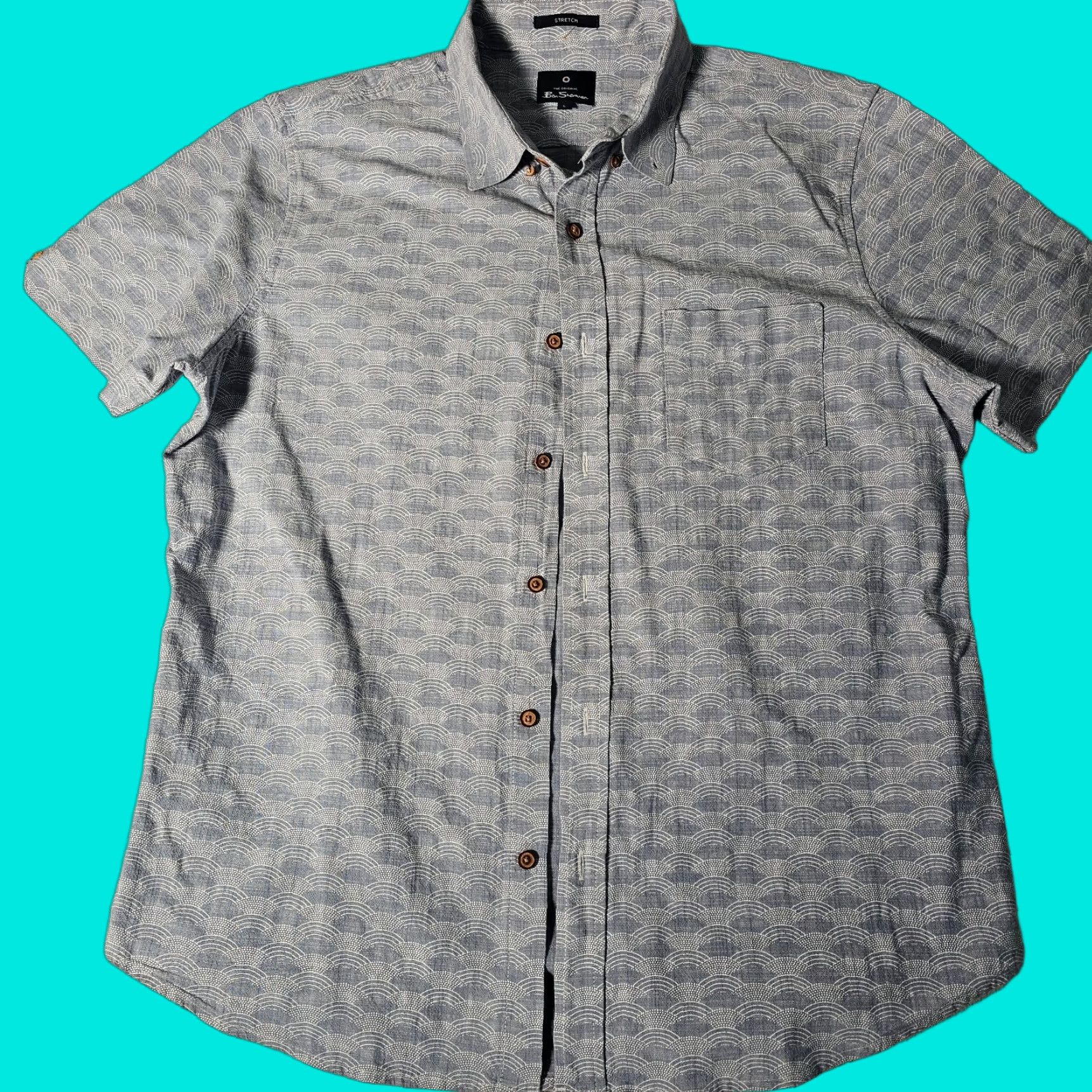 Ben Sherman Ben Sherman Men's Short Sleeve Button-Up Shirt L Blue Geometric Pattern Casual Summer Size US L / EU 52-54 / 3 - 1 Thumbnail