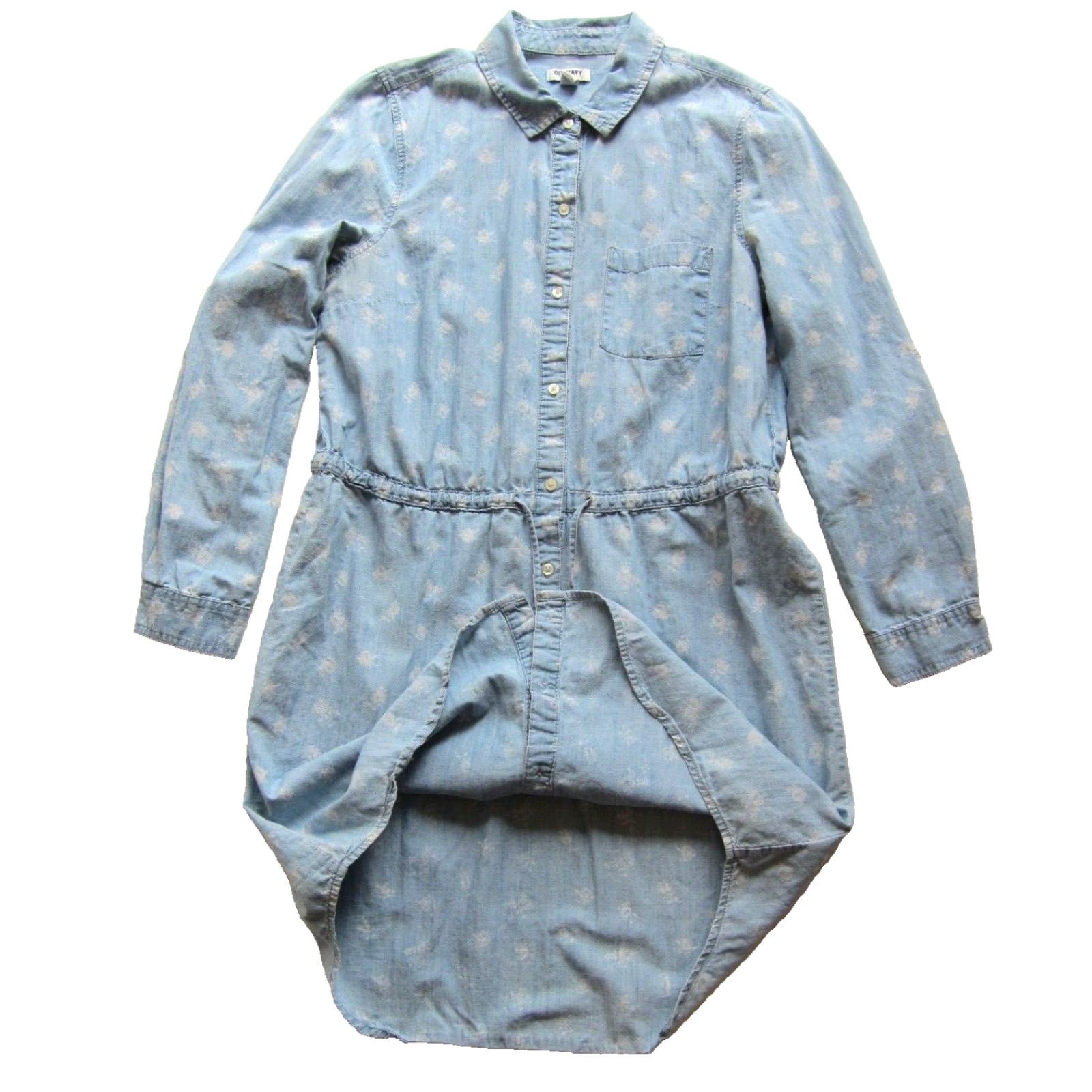 Old Navy Old Navy Shirt Dress Cotton Blue White Floral Long Sleeve Collared Button Down Womens M Size M / US 6-8 / IT 42-44 - 5 Thumbnail