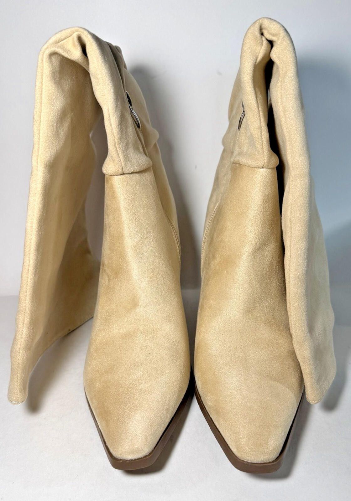Other Pointed Toe Knee High Faux Suede Chunky Boot with Zipper Tan Size US 11 / IT 41 - 1 Thumbnail