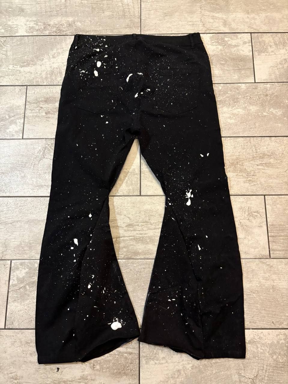 Japanese Brand Custom Black Baggy Distressed Jeans Painted Wide Leg Size US 31 - 4 Thumbnail