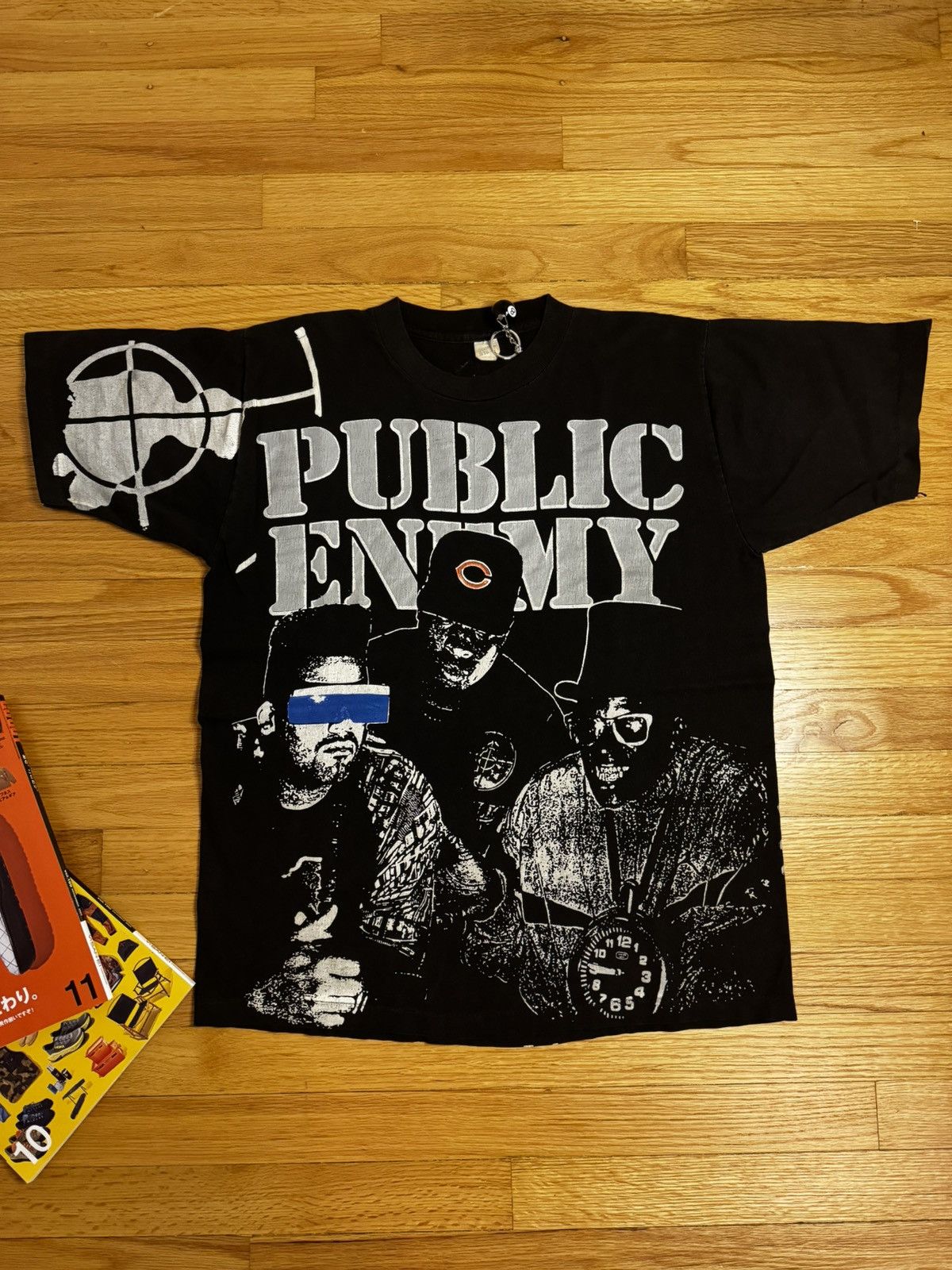 image of Vintage 1991 Public Enemy Rap T-Shirt Aop in Black, Men's (Size XL)