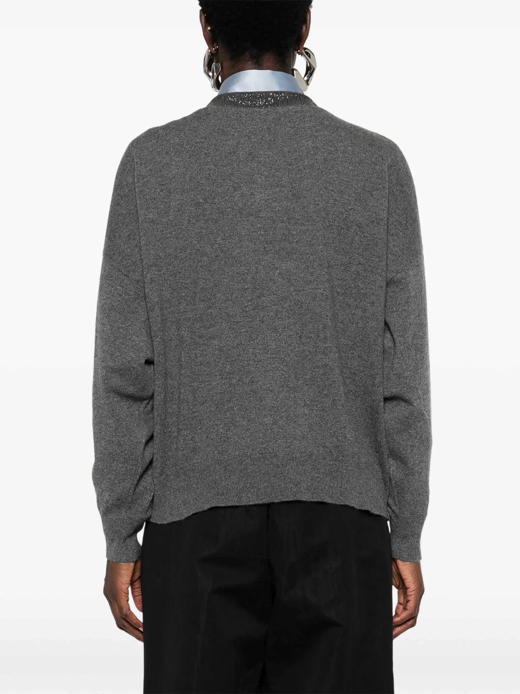 Brunello Cucinelli o1y0825 V-neck Sweater in Gray Size L / US 10 / IT 46 - 4 Thumbnail