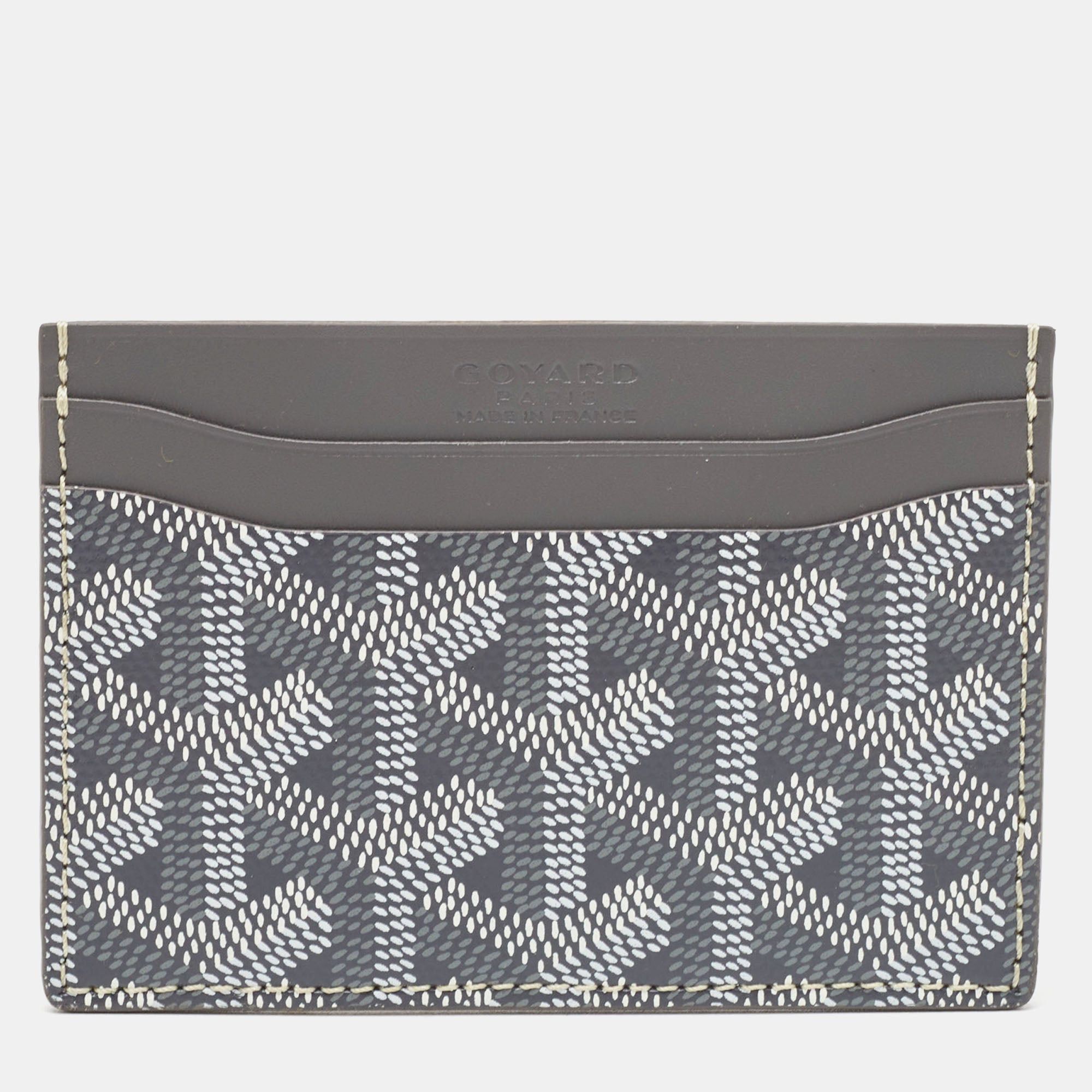 image of Goyard Grey Ine Coated Canvas And Leather Saint Sulpice Card Holder, Women's