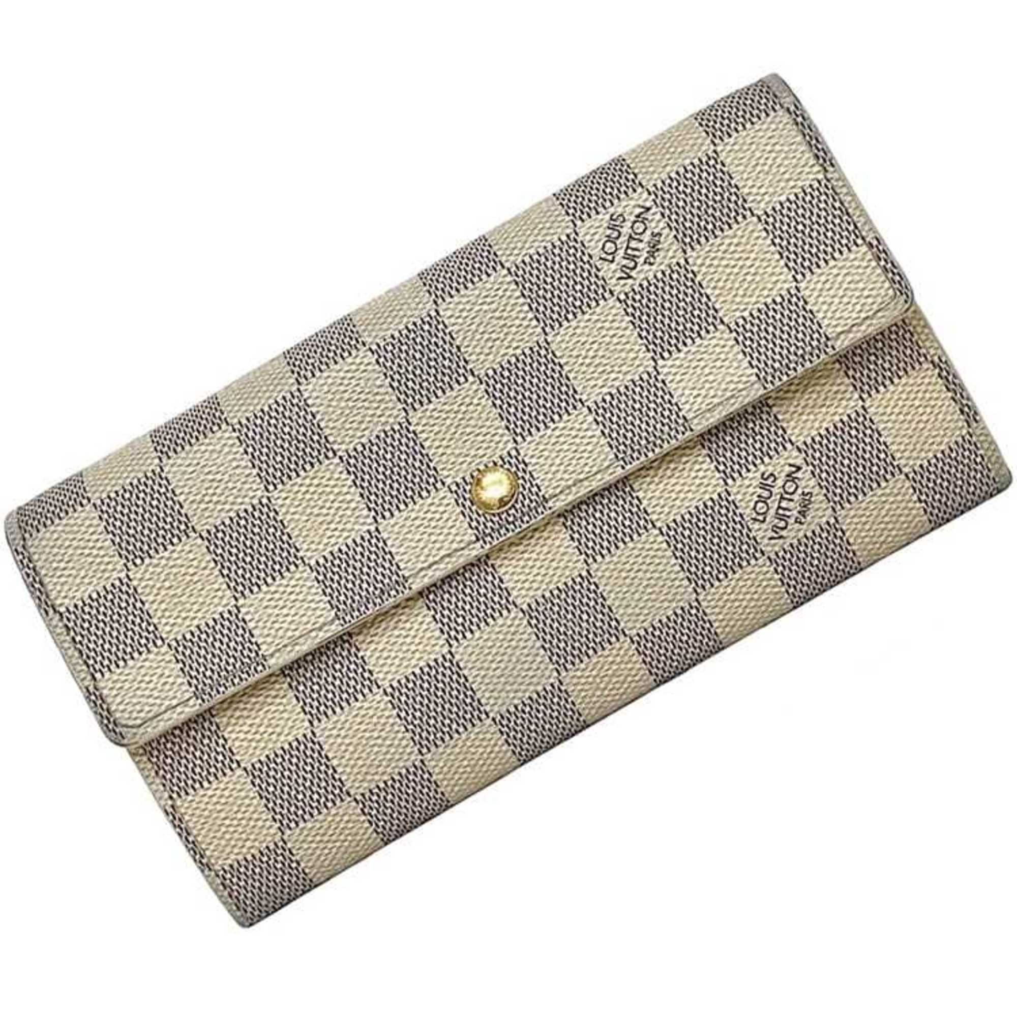 Louis Vuitton Louis Vuitton Bi-fold Long Wallet ec-21233 Gray White Damier Azur N61735 Canvas C098 LOUIS VUITTON Flap Size ONE SIZE - 1 Thumbnail