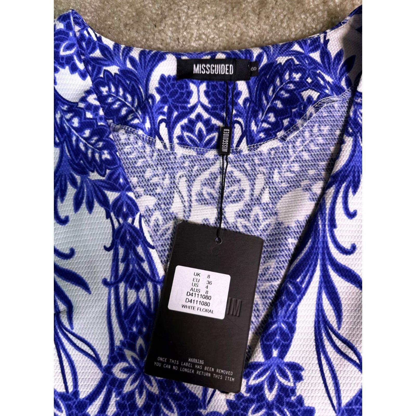 Missguided VINTAGE Missguided Blue White Floral Mini Dress Size 4 Boho 70s Womens Size S / US 4 / IT 40 - 7 Thumbnail