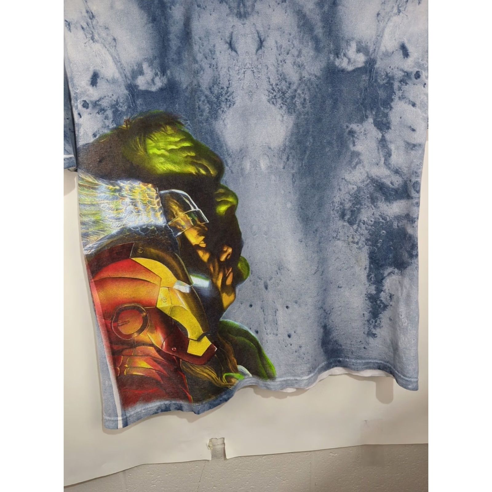 Vintage VINTAGE Marvel Avengers T-Shirt 2XL Blue Tie Dye Iron Man Thor Hulk Profiles Shirt Mens Regular Short Sleeve Graphic Print Marvel Universe Size US XXL / EU 58 / 5 - 7 Thumbnail