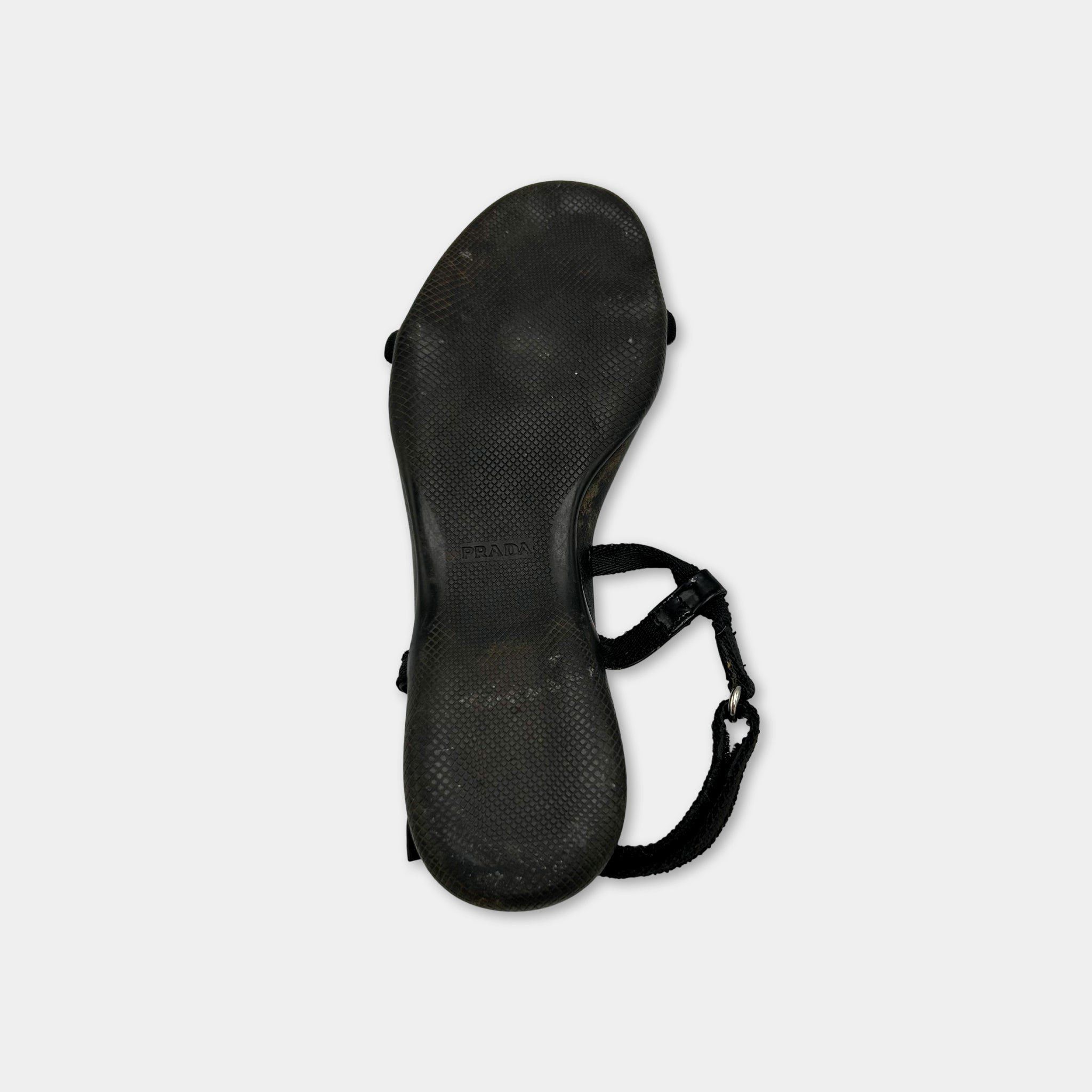Prada Prada Black Nylon Sandals Size US 8 / IT 38 - 6 Thumbnail