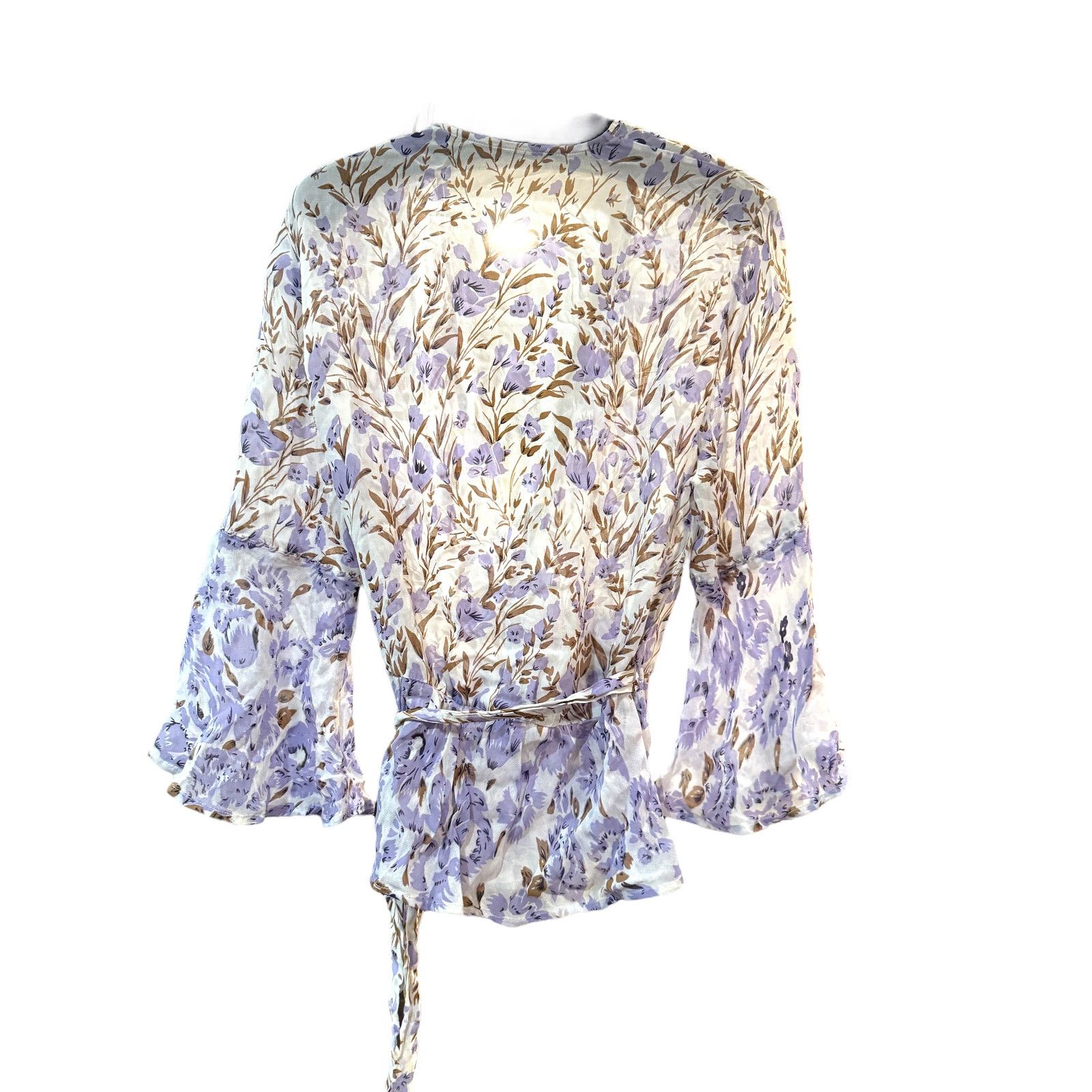 Chan Luu Chan Luu Stonewash Mix Floral Wrap Top Sheer Lilac Print S Size S / US 4 / IT 40 - 4 Thumbnail