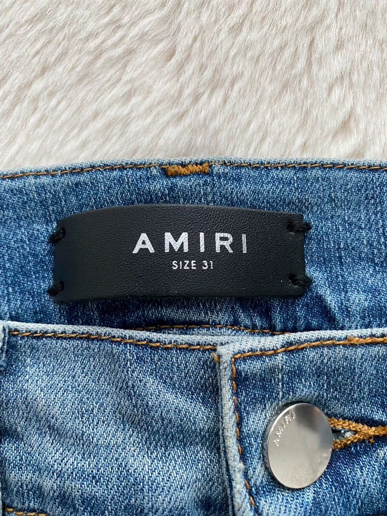 Amiri Amiri Washed Blue Japanese Patchwork Destruction Denim Jea Size US 31 - 2 Thumbnail