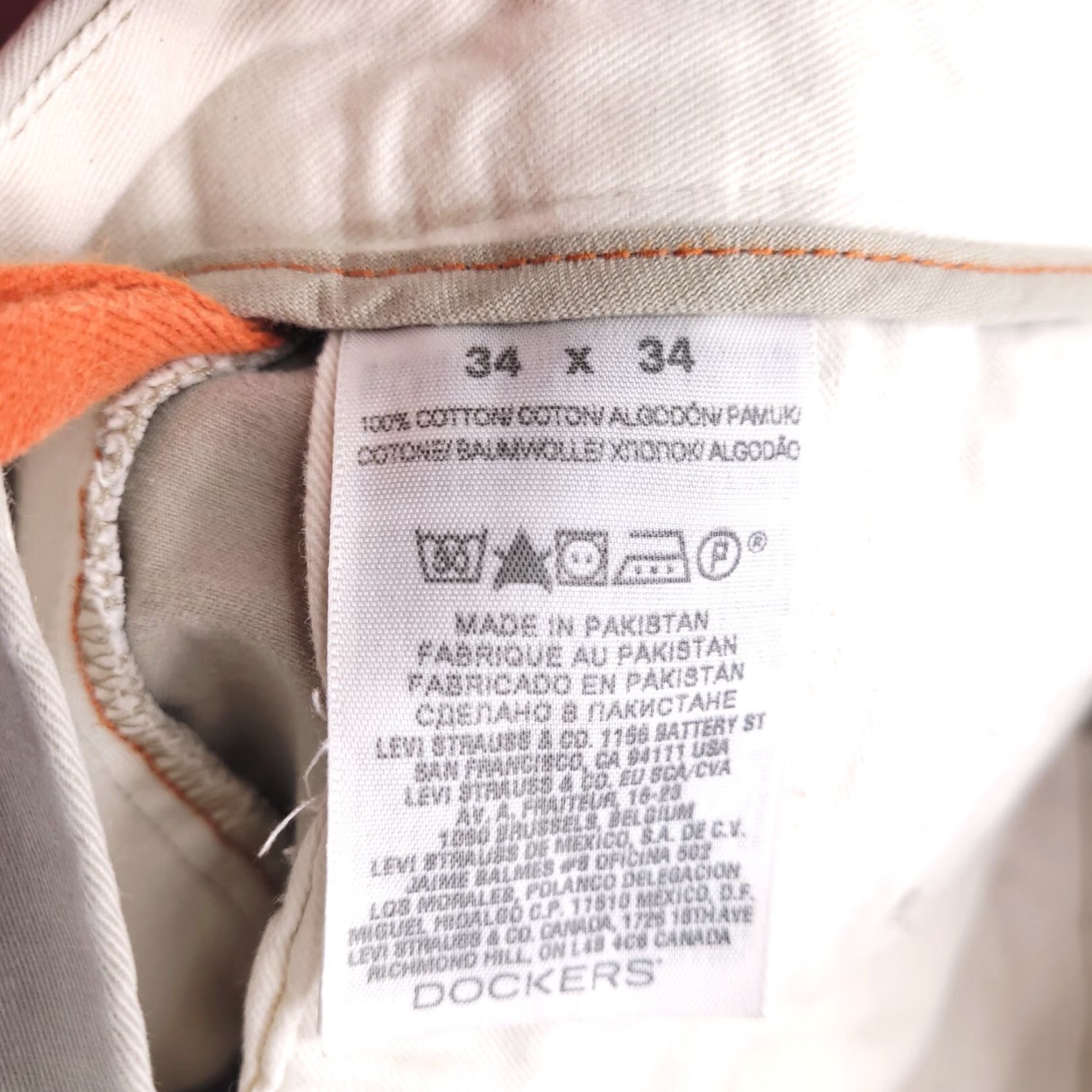Dockers DOCKERS Pants Mens 34x32 Wide Leg Chino Beige Cotton Size US 34 / EU 50 - 7 Thumbnail