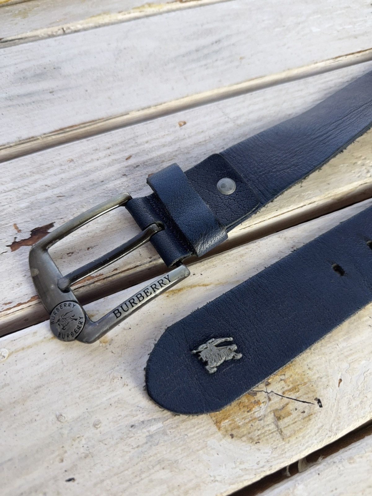 Japanese Brand Vntg Leather Belt Y2K Style Burberry Punk Metal Avant Garde Size ONE SIZE - 4 Thumbnail