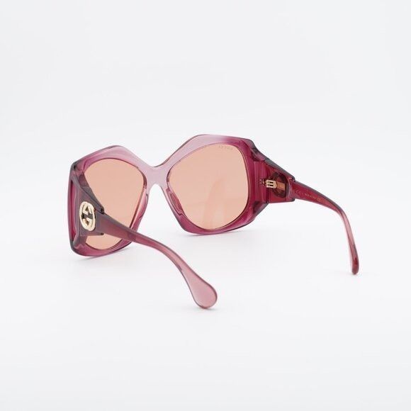 Gucci Gucci GG0875S 003 Sunglasses Burgundy Square Frame, Orange Size ONE SIZE - 6 Thumbnail
