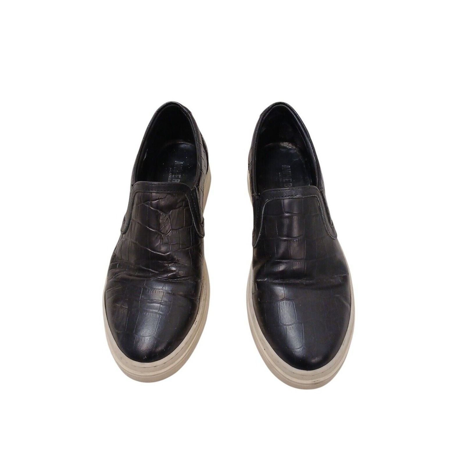 Anine Bing ANINE BING Leather LOAFERS Sz 38 Black CROC Embossed SLIPON Size US 7.5 / IT 37.5 - 3 Thumbnail