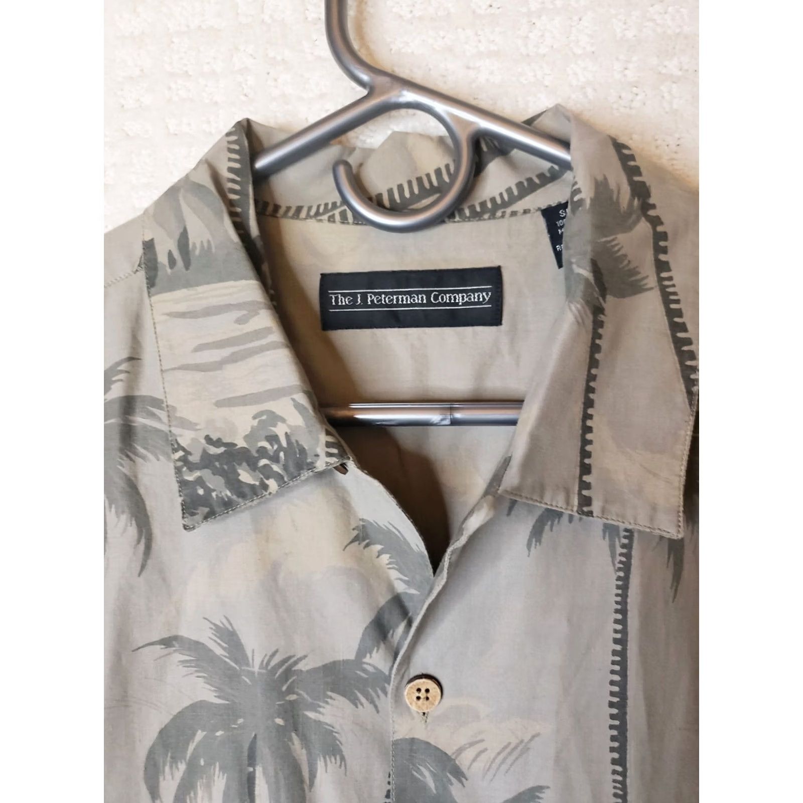 Vintage J Peterman Co. Shirt Men's M Beige Fade Palms Print Hawaiian Beach Camp Cotton Size US M / EU 48-50 / 2 - 6 Thumbnail