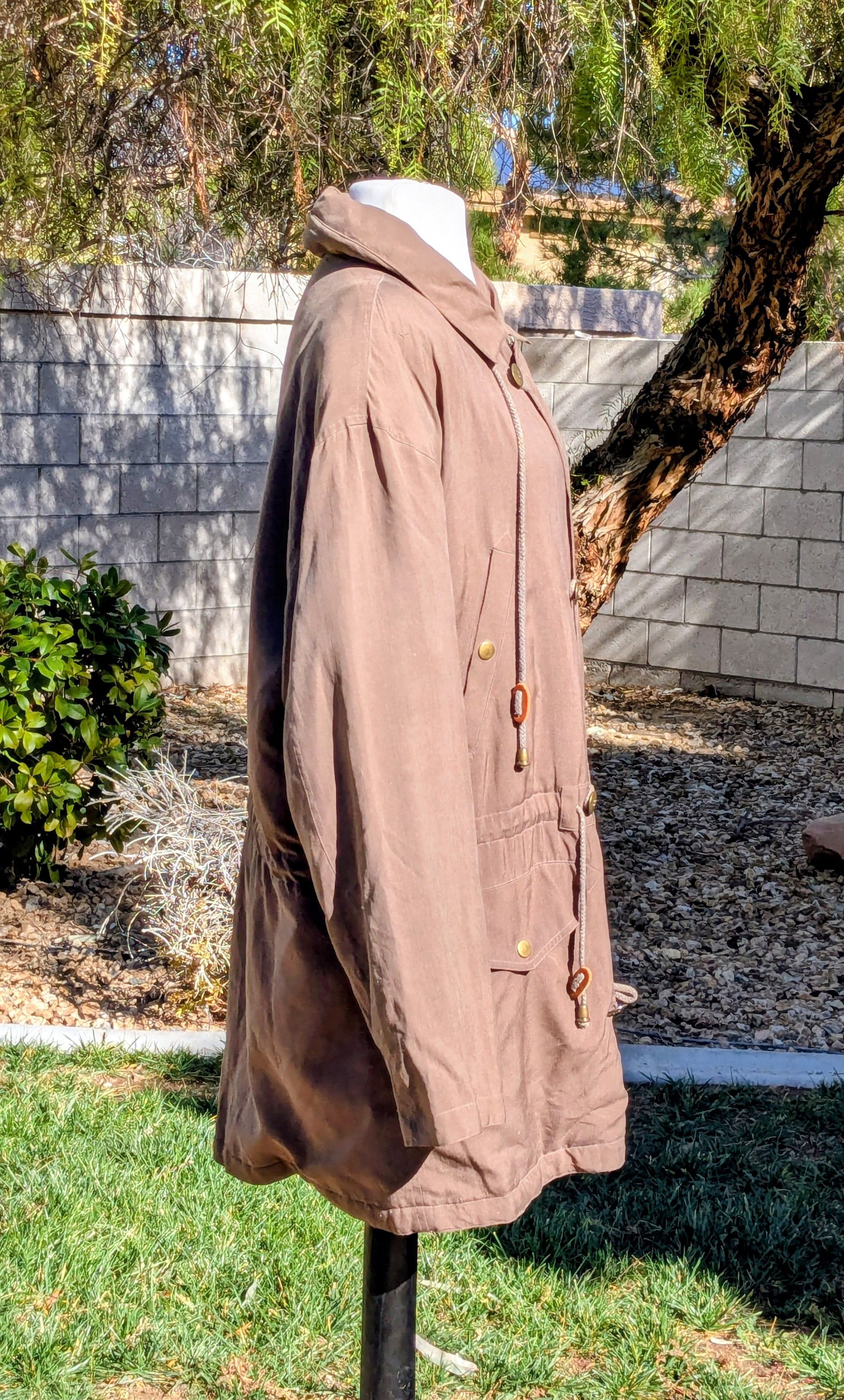 Other VTG Natty Partner CinnamonBrown Silk Cinch Waist Coat Jacket Size S / US 4 / IT 40 - 3 Thumbnail