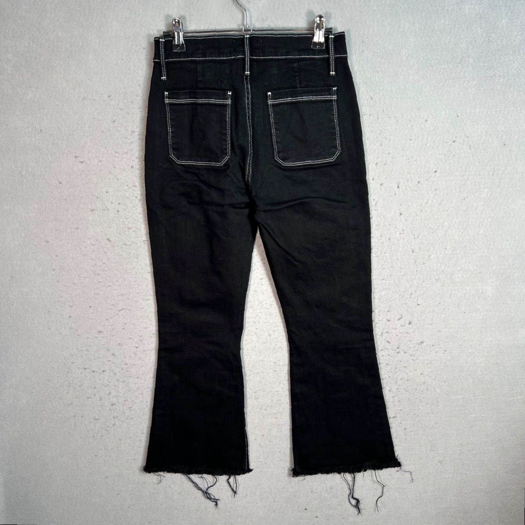 Frame Frame Le Bardot Crop Flare Black Jeans Womens Size 25 Contrast Stitch Size 42" / US 20 - 2 Thumbnail