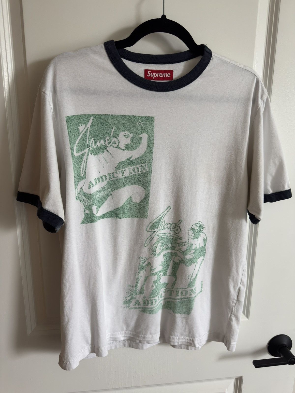 Jane's Addiction Supreme x Jane’s Addiction Ringer Tee White/Navy/Green Size US M / EU 48-50 / 2 - 1 Thumbnail
