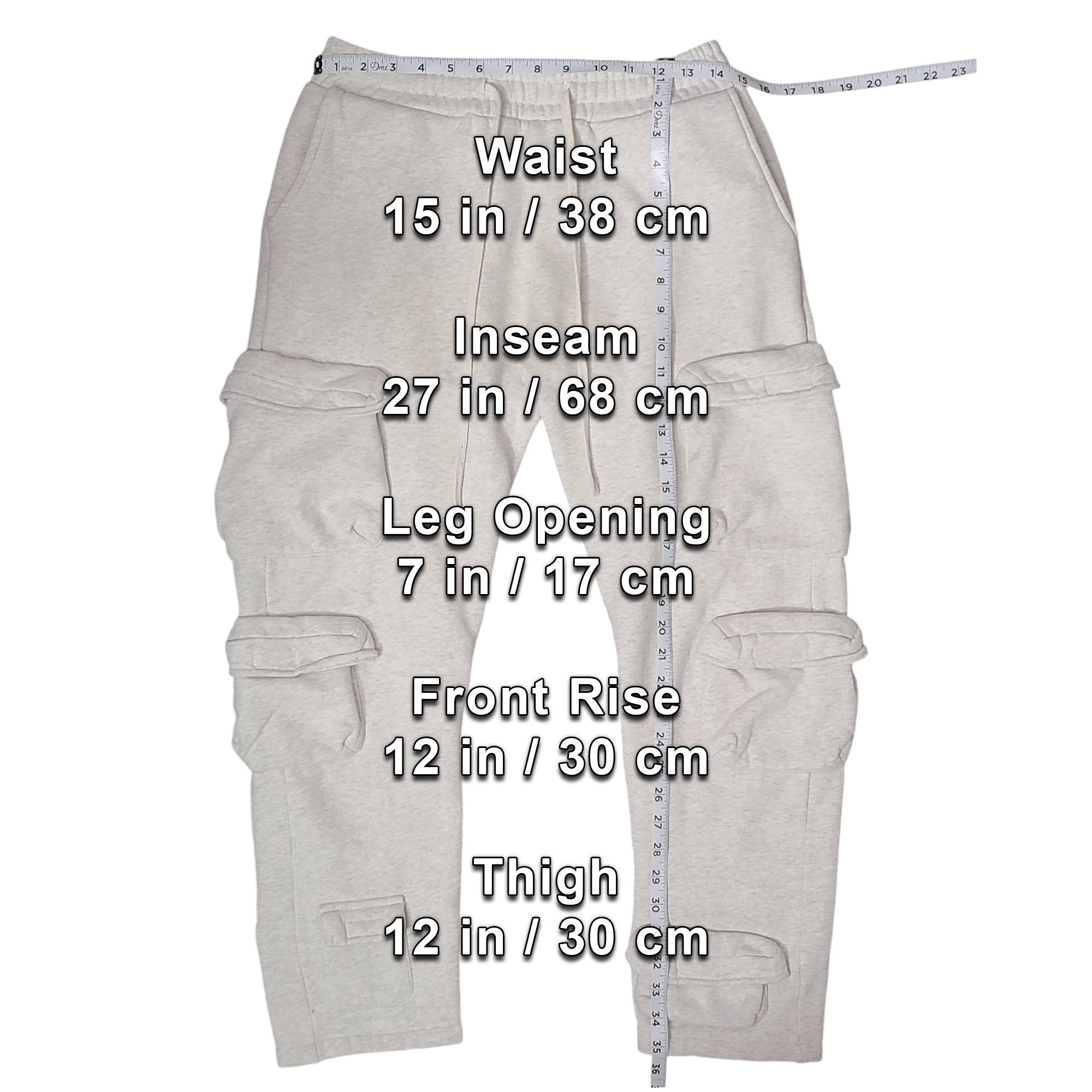 Japanese Brand Heather Grey Cargo Sweatpants - Size: 34/L Size US 34 / EU 50 - 2 Thumbnail